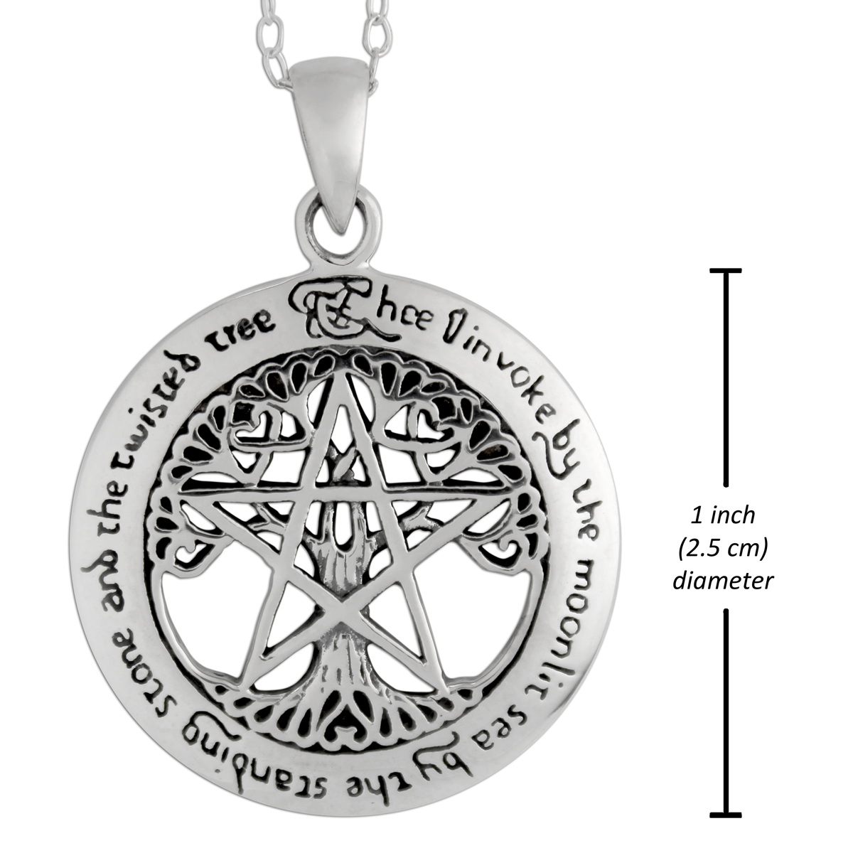 Wiccan Store & Pagan Jewelry : Sterling Silver Tree Pentacle Necklace