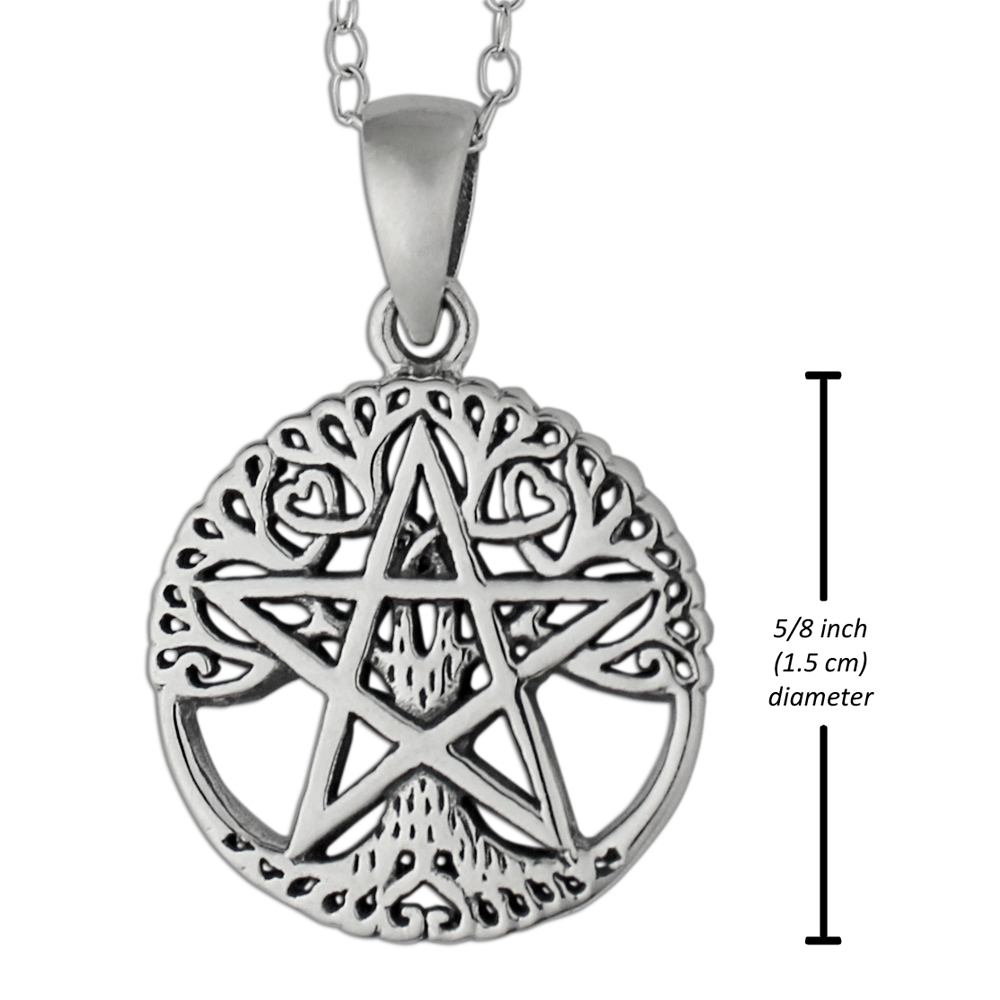 Wiccan Store & Pagan Jewelry : Silver Tree Pentacle Druid Pendant Necklace