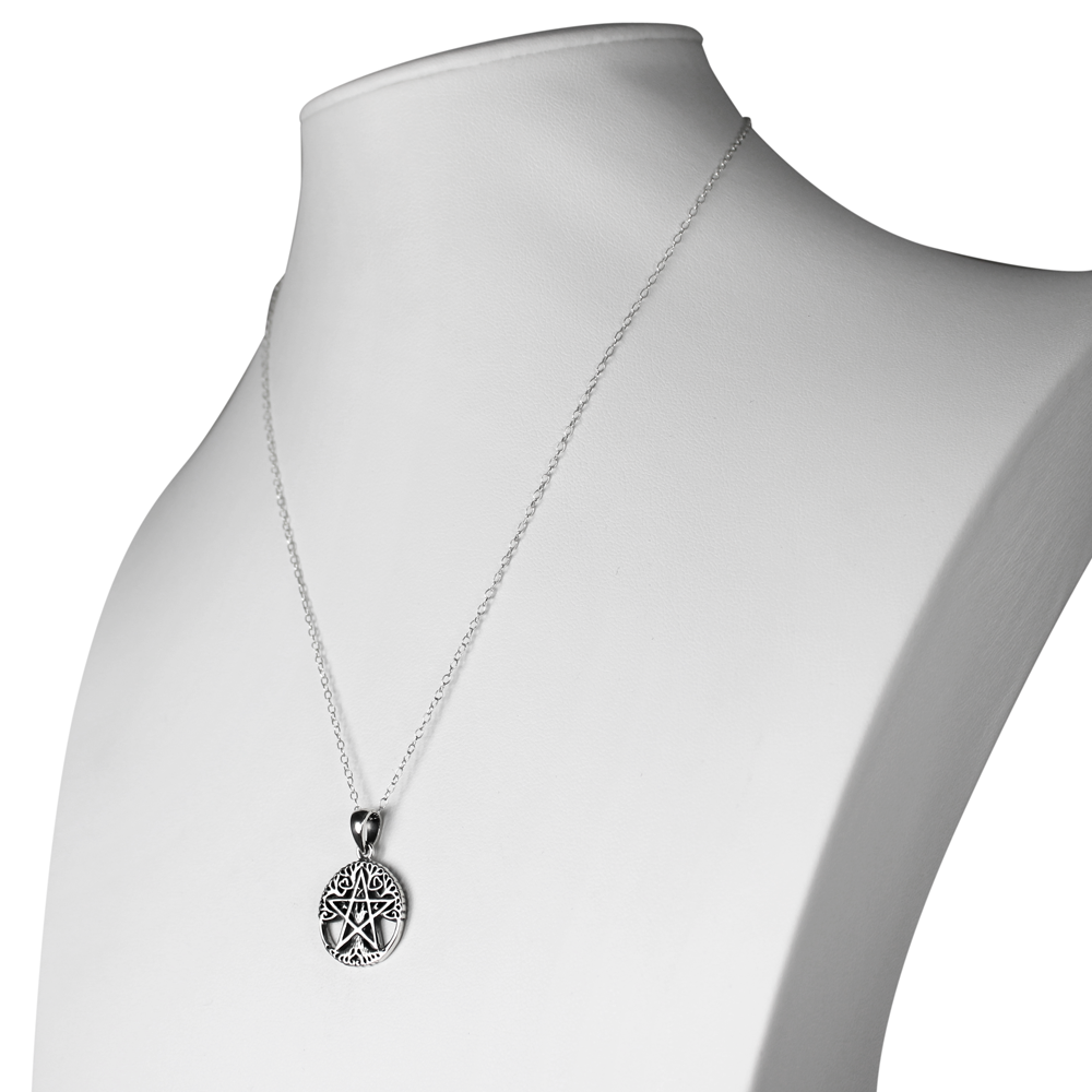 Wiccan Store & Pagan Jewelry : Silver Druid Pentagram Tree Pentacle Necklace