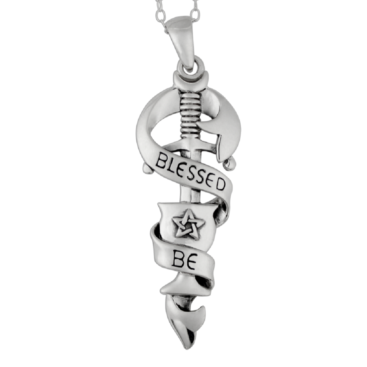 Chalice and Blade Ritual Pendant in Sterling Silver | Wiccan Jewelry | Wicca Necklace | no background