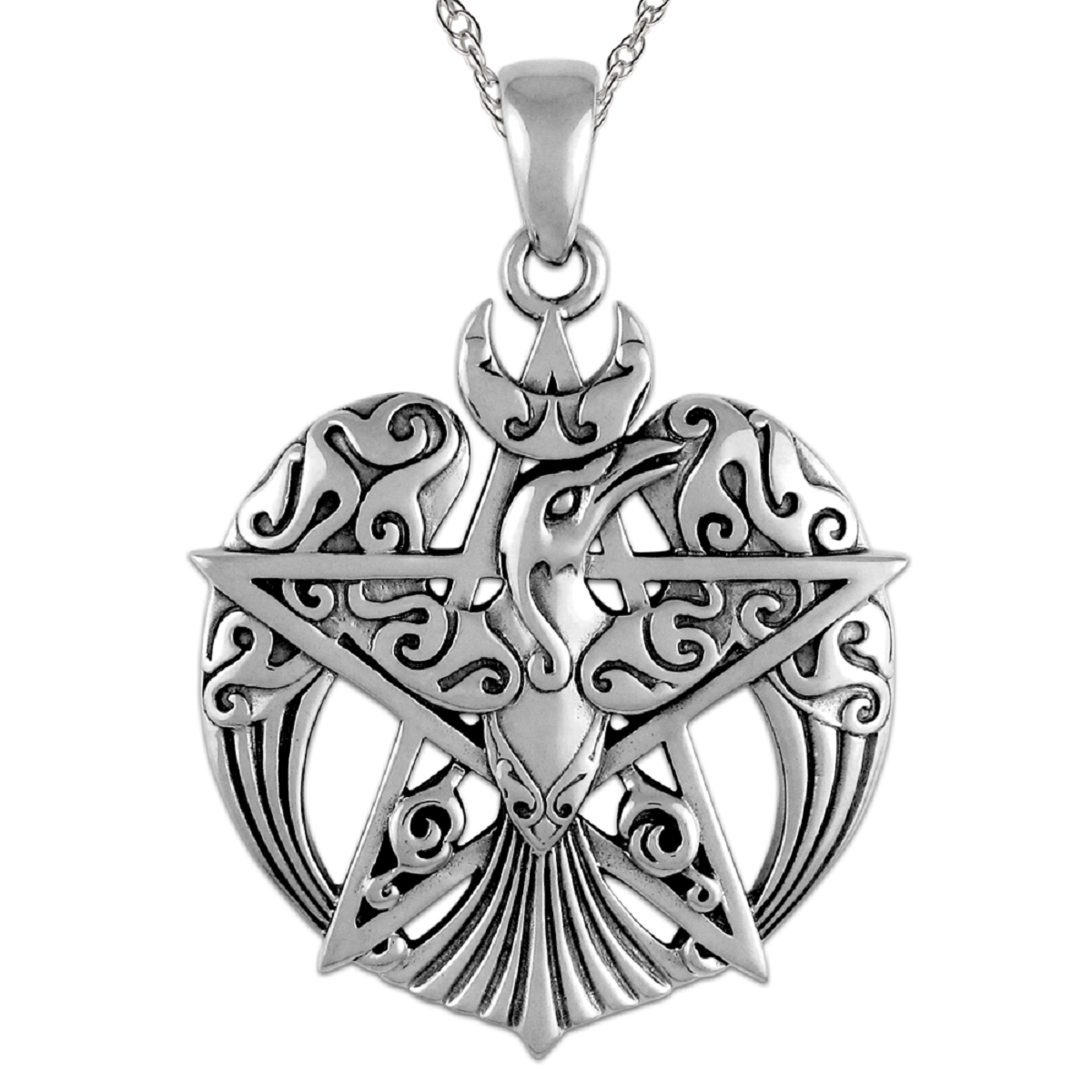 Raven Pentacle and Pentagram Pendant  | Wiccan Pagan Jewelry | Witchcraft  Necklace