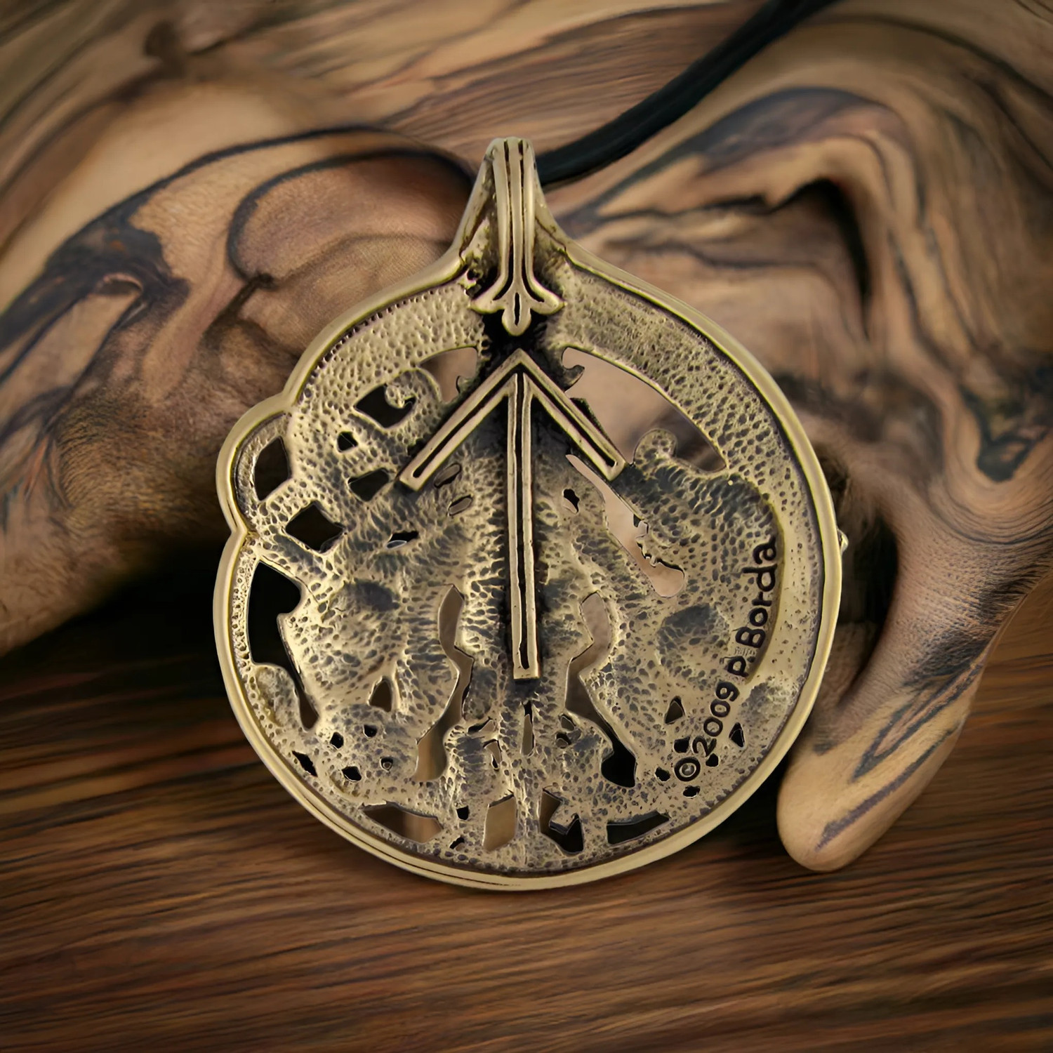 Bronze Tyr Pendant with black cord necklace | A Viking & Norse Pagan Necklace for Men | Tyr, Norse Pagan God Jewelry for a Man