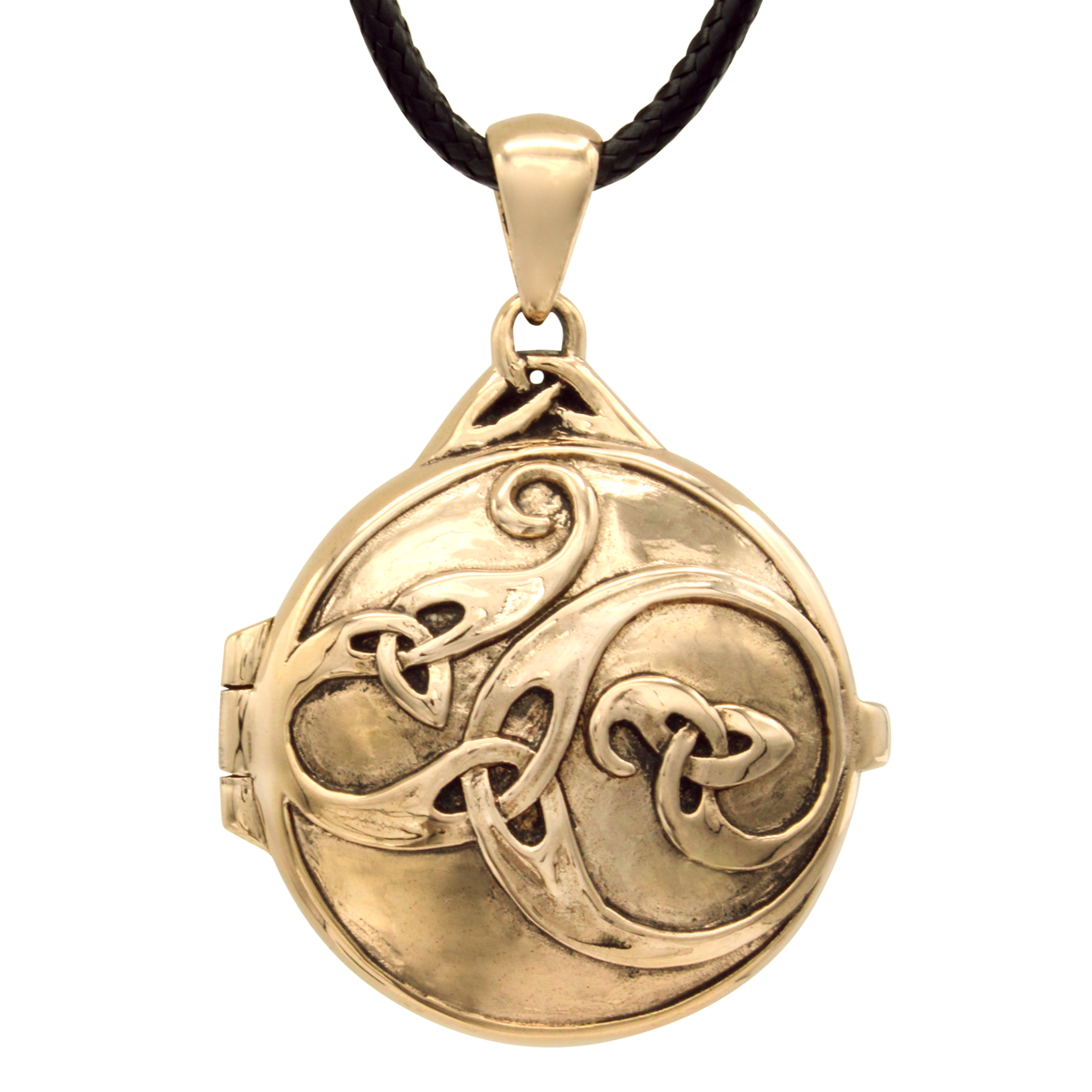 Bronze Celtic Swirl with Hidden Pentacle Locket Pendant