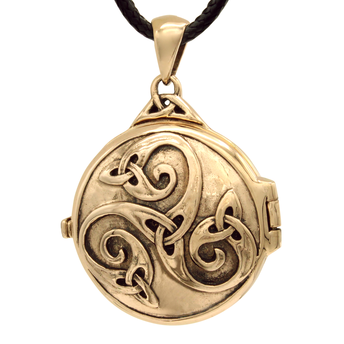 Bronze Celtic Swirl with Hidden Pentacle Locket Pendant