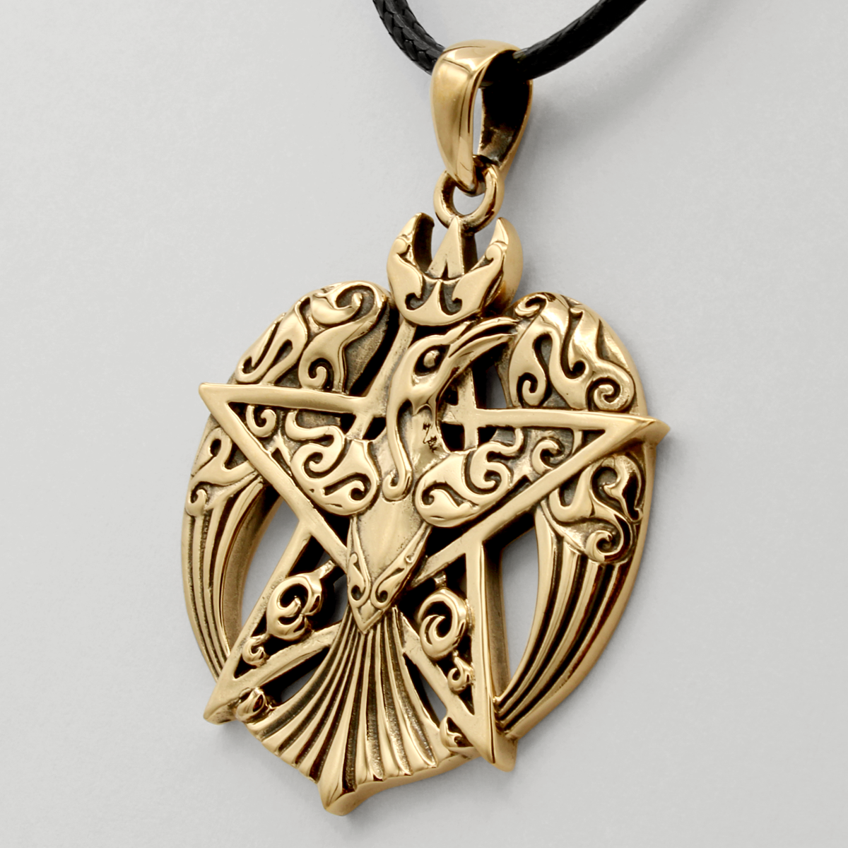 Norse Pagan Necklace : Raven Pentagram Necklace | Yule Gift Idea | Bronze Jewelry  | Norse Pagan Pendant  | Wiccan Yule Gift