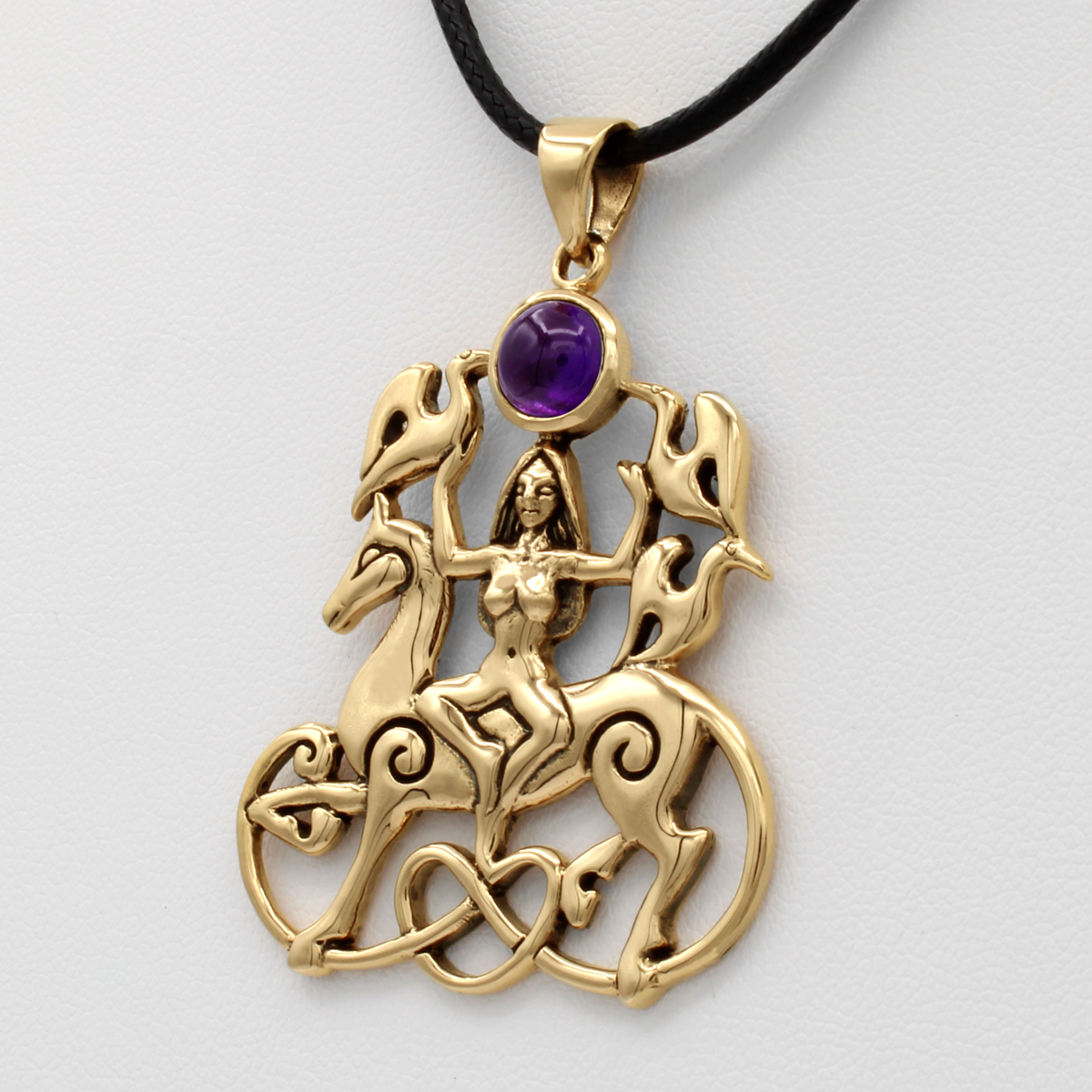 Bronze Rhiannon Pendant with Amethyst