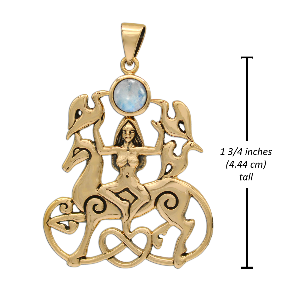 Bronze Rhiannon Pendant with Rainbow Moonstone