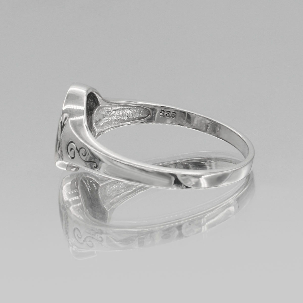 Sterling Silver Crescent Moon Pentacle Wiccan Pagan Ring