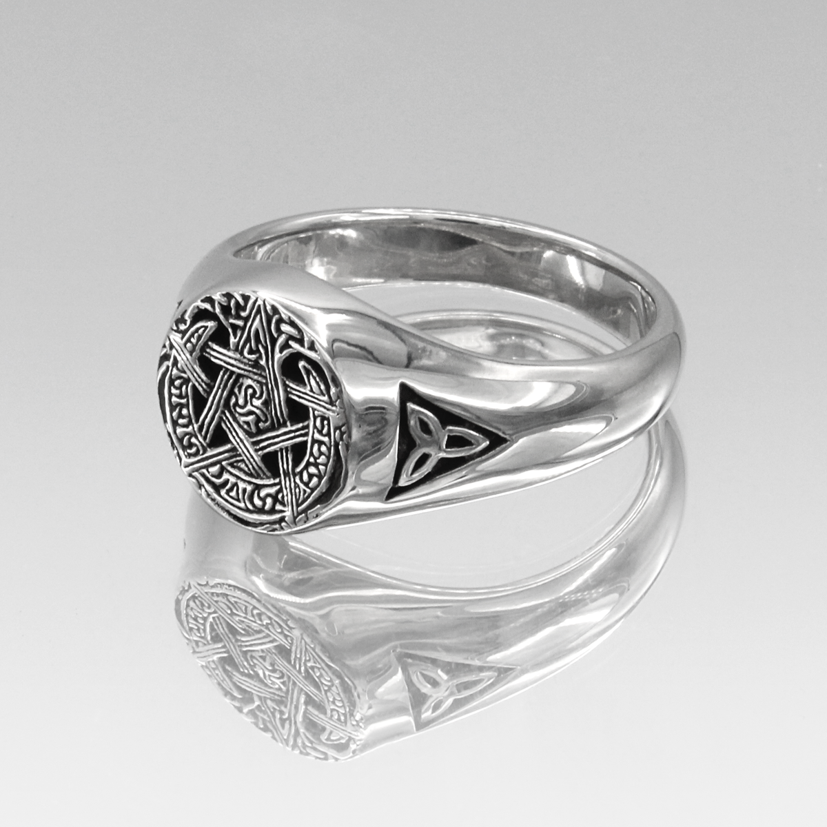 Sterling Silver Moon Pentacle Ring