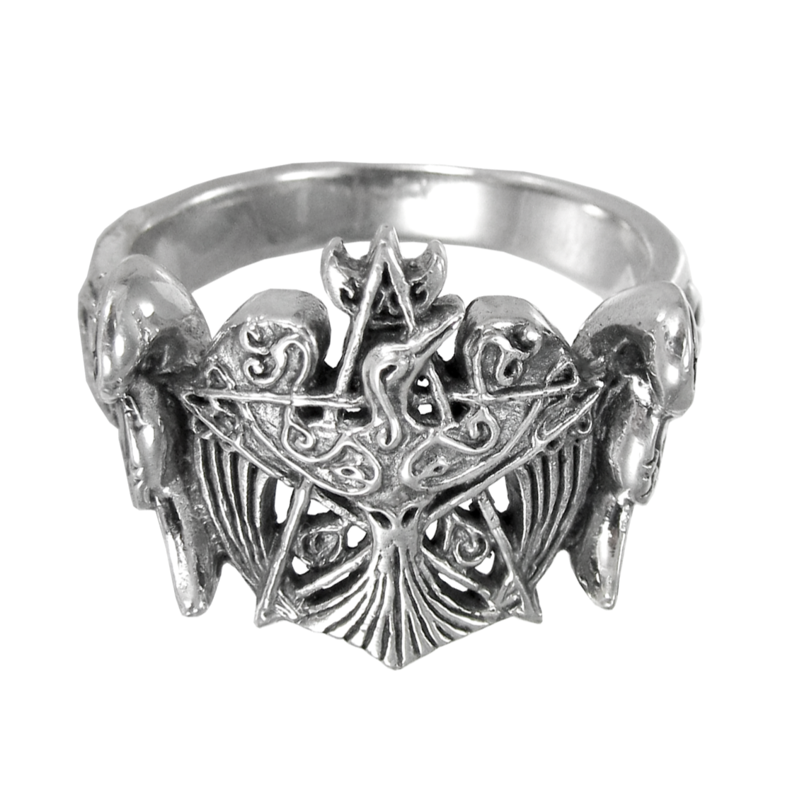 Sterling Silver Pentacle Pentagram Witch Pagan Wiccan Ring Gift for Him