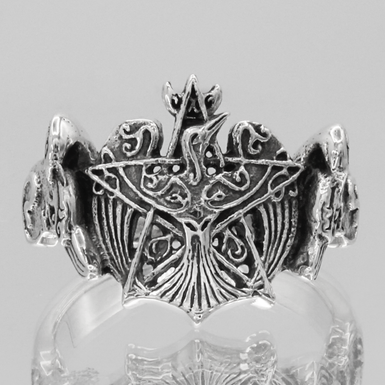 Sterling Silver Pentacle Pentagram Witch Pagan Wiccan Ring Gift for Him