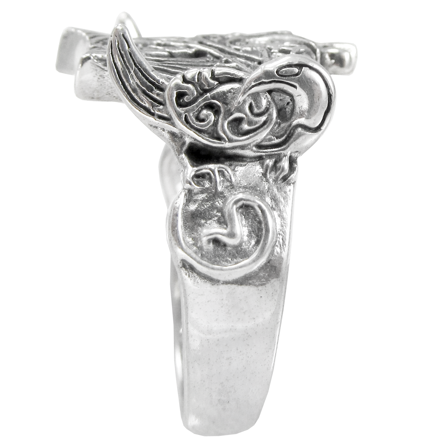 Sterling Silver Crescent Raven Pentacle Ring