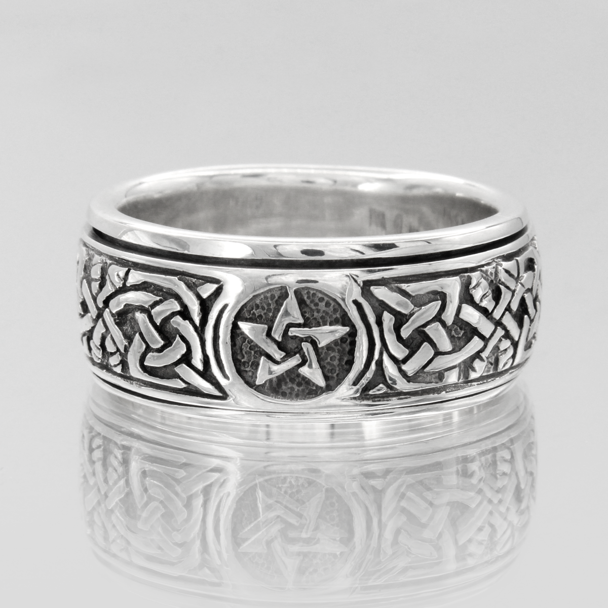 Pentacle Spinner Ring | Silver Celtic Pagan Knot Fidget Ring | Wiccan Gifts and gift ideas for him | Yule Present
