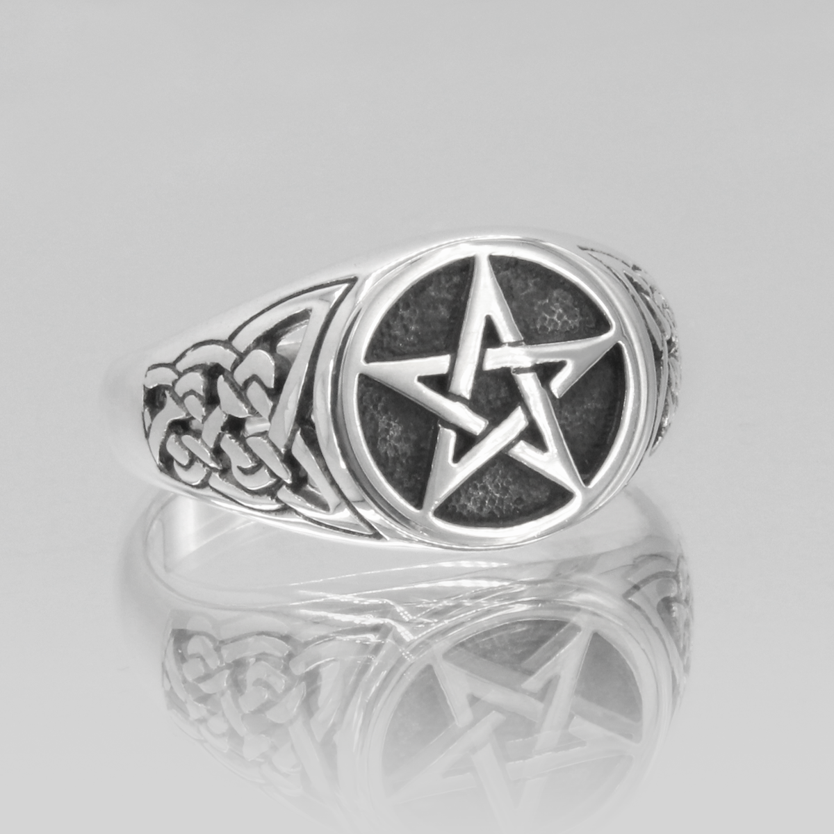 Sterling Silver Triquetra Celtic Knot Pentacle Ring Band | Yule Gift | Pagan Jewelry | Gift for Him