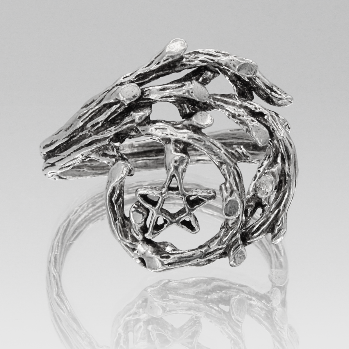 Sterling Silver Tree Pentacle Ring .925 | Wiccan Amulet | Druid Jewelry | Celtic Pagan Ring