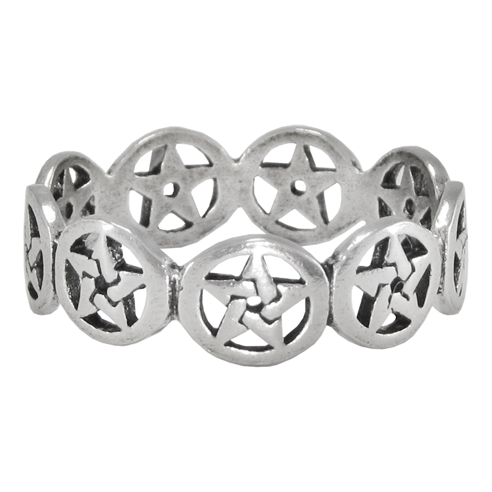 Sterling Silver Pentagram Band Ring