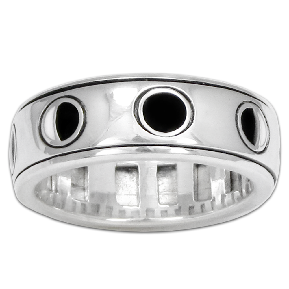 Sterling Silver Lunar Moon Phase Spinner Rotating Worry Ring