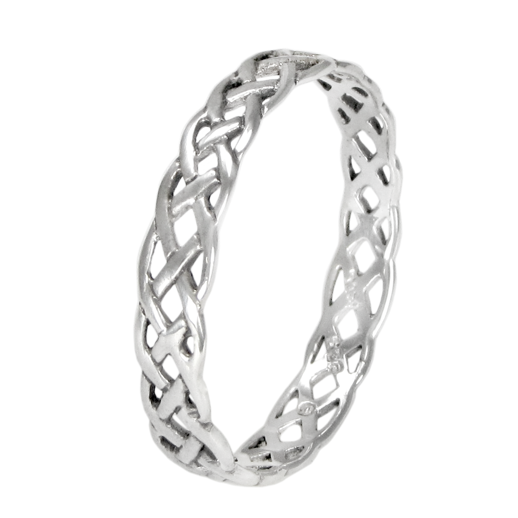 Narrow Sterling Silver Celtic Knot Weave Ring