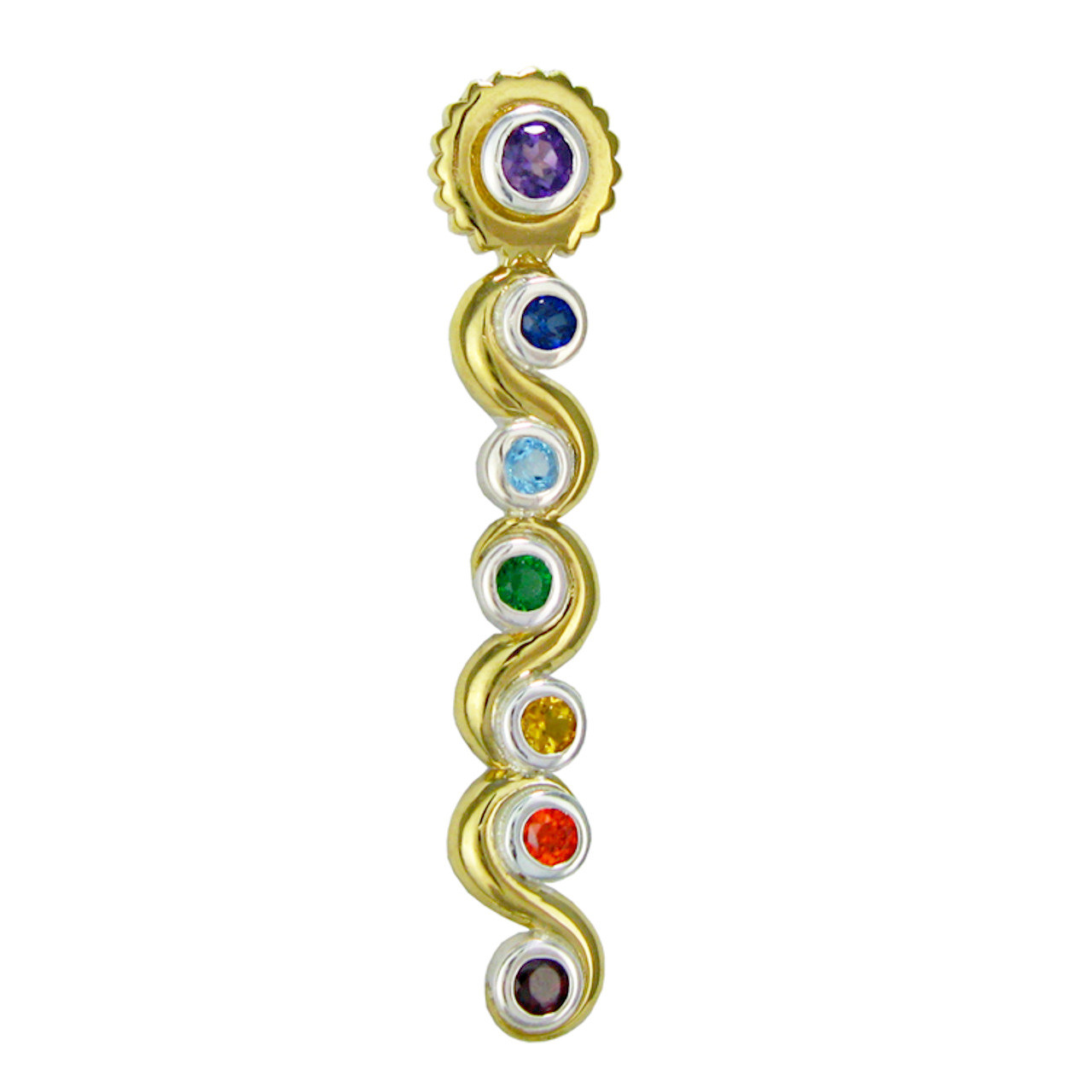Sterling Silver Gold Plated Seven Chakra Stones Pendant Jewelry