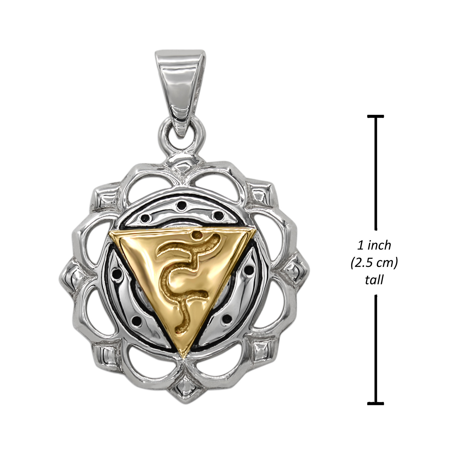 Sterling silver and 14k gold vermeil necklace representing the Throat Chakra or Vishuddha