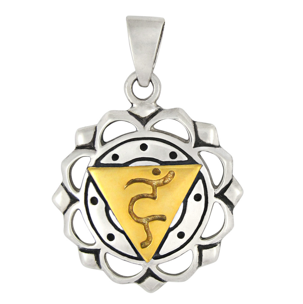 Vishuddha The Throat Chakra Pendant Sterling Silver Gold Plated