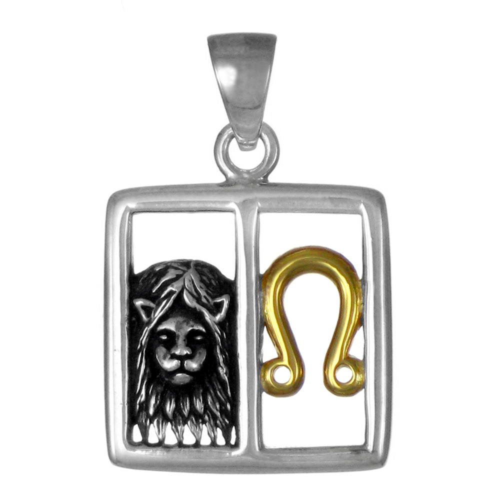Leo Lion Zodiac Sign Pendant Sterling Silver Gold Plating