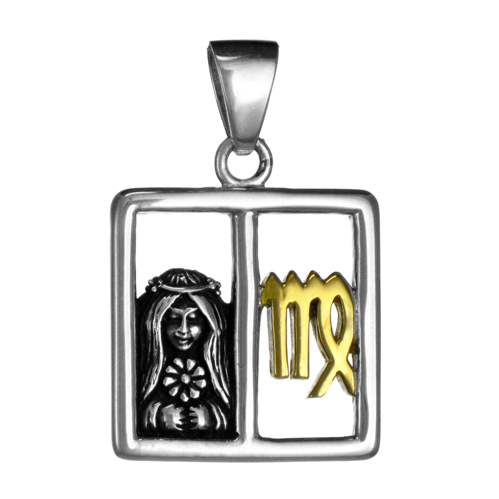Virgo The Virgin Sterling Silver Gold Plating Zodiac Pendant