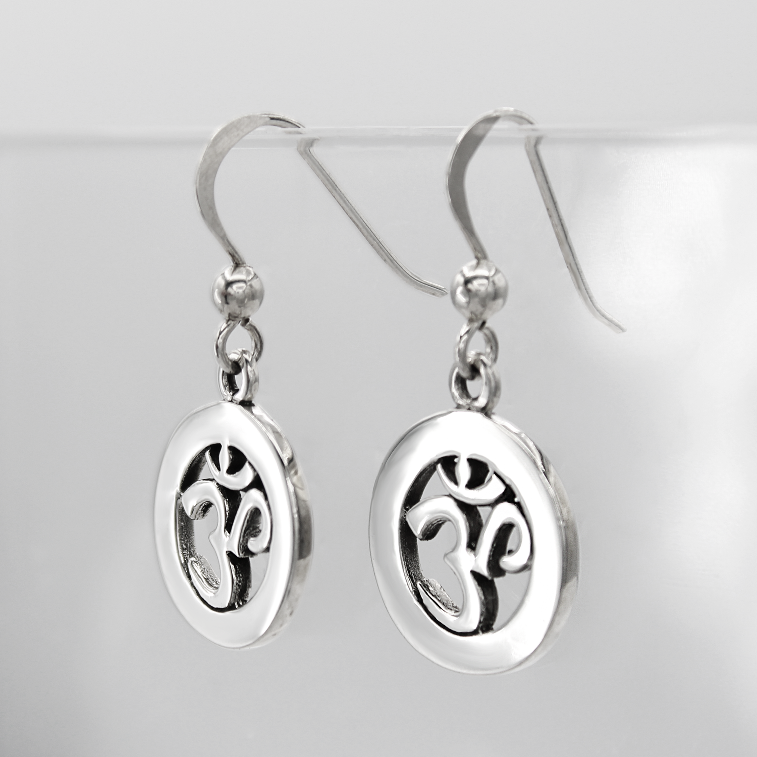 Om Aum Dangle Earrings Side View