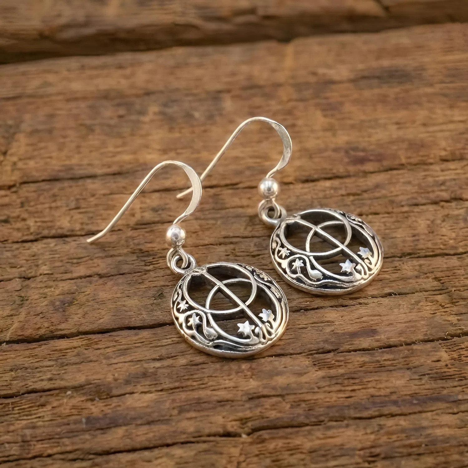 Silver Vesica Piscis Earrings Representing the Divine Feminine