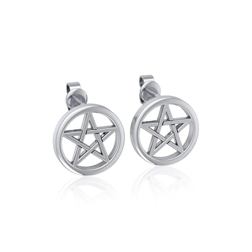Pentacle Earrings Wiccan Sterling Silver Jewelry