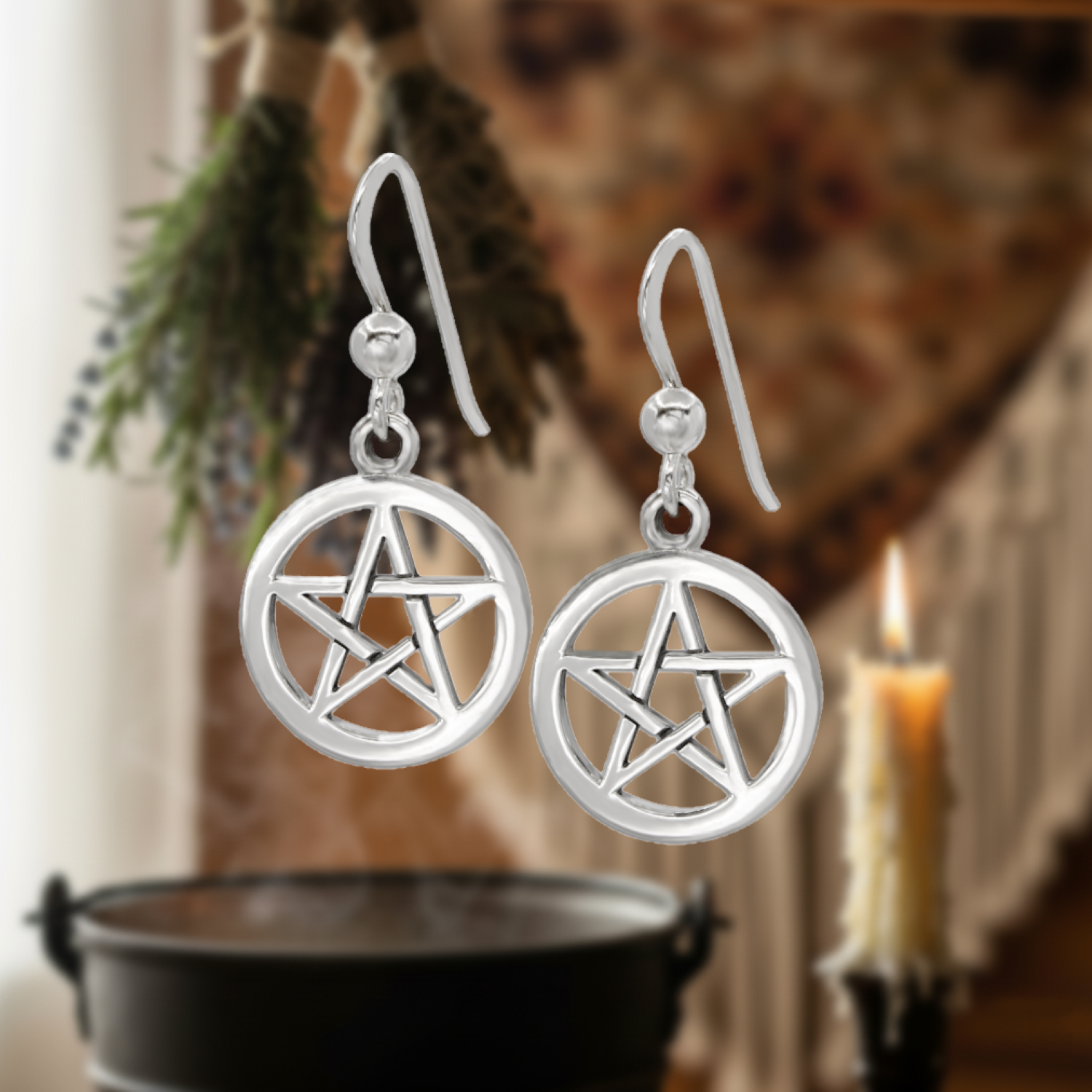 Pentacle Earrings - Witchy Witchcraft Jewelry for Pagan, Wiccans, Witches