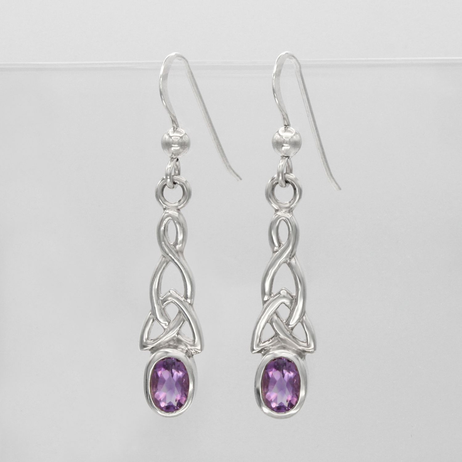 Celtic Drop Earrings Amethyst