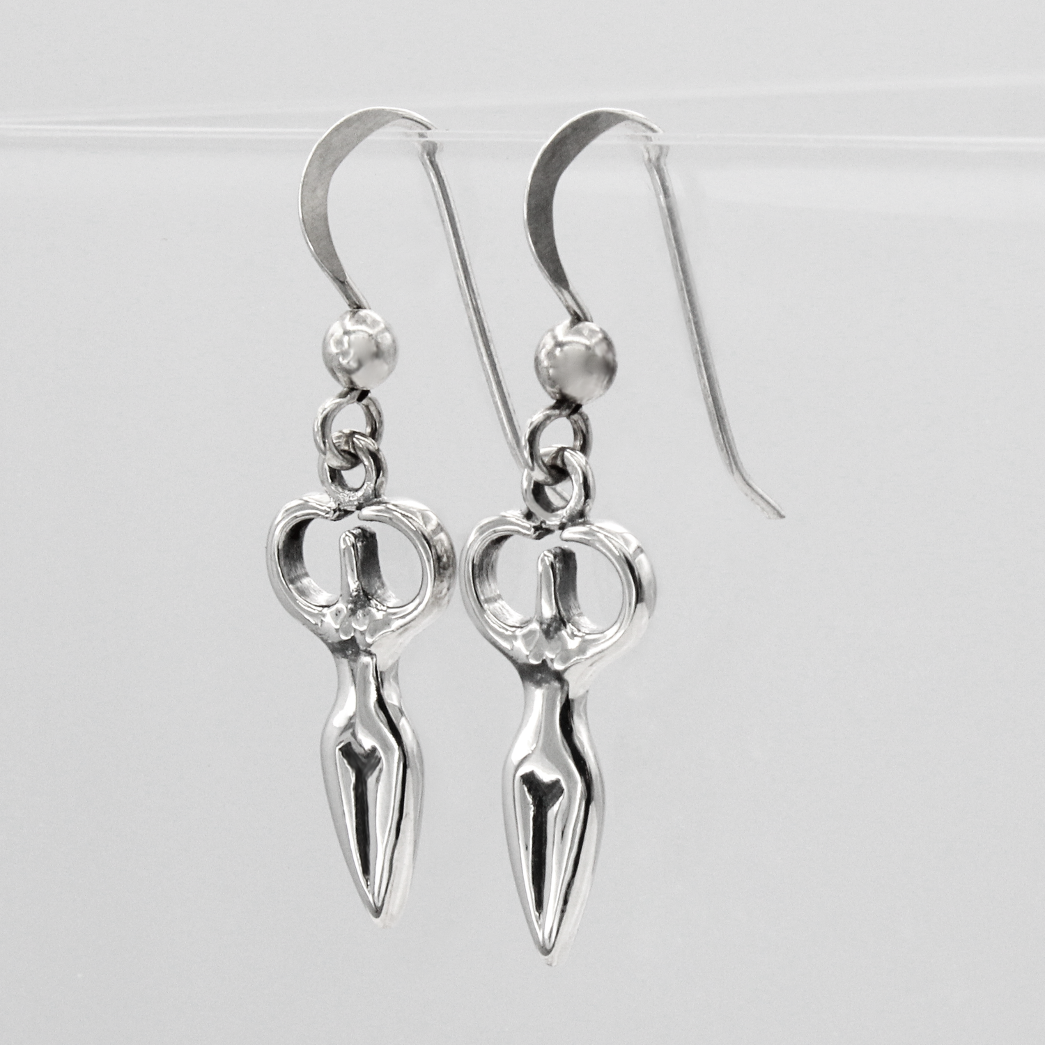 Goddess Earrings .925 Sterling Silver Minimalist Wicca Jewelry