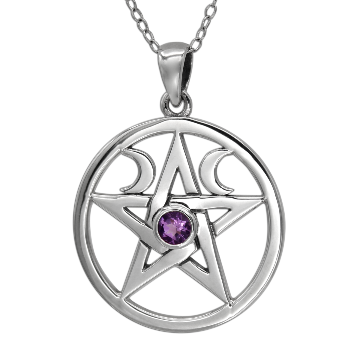 Sterling Silver Amethyst Pentagram Pendant