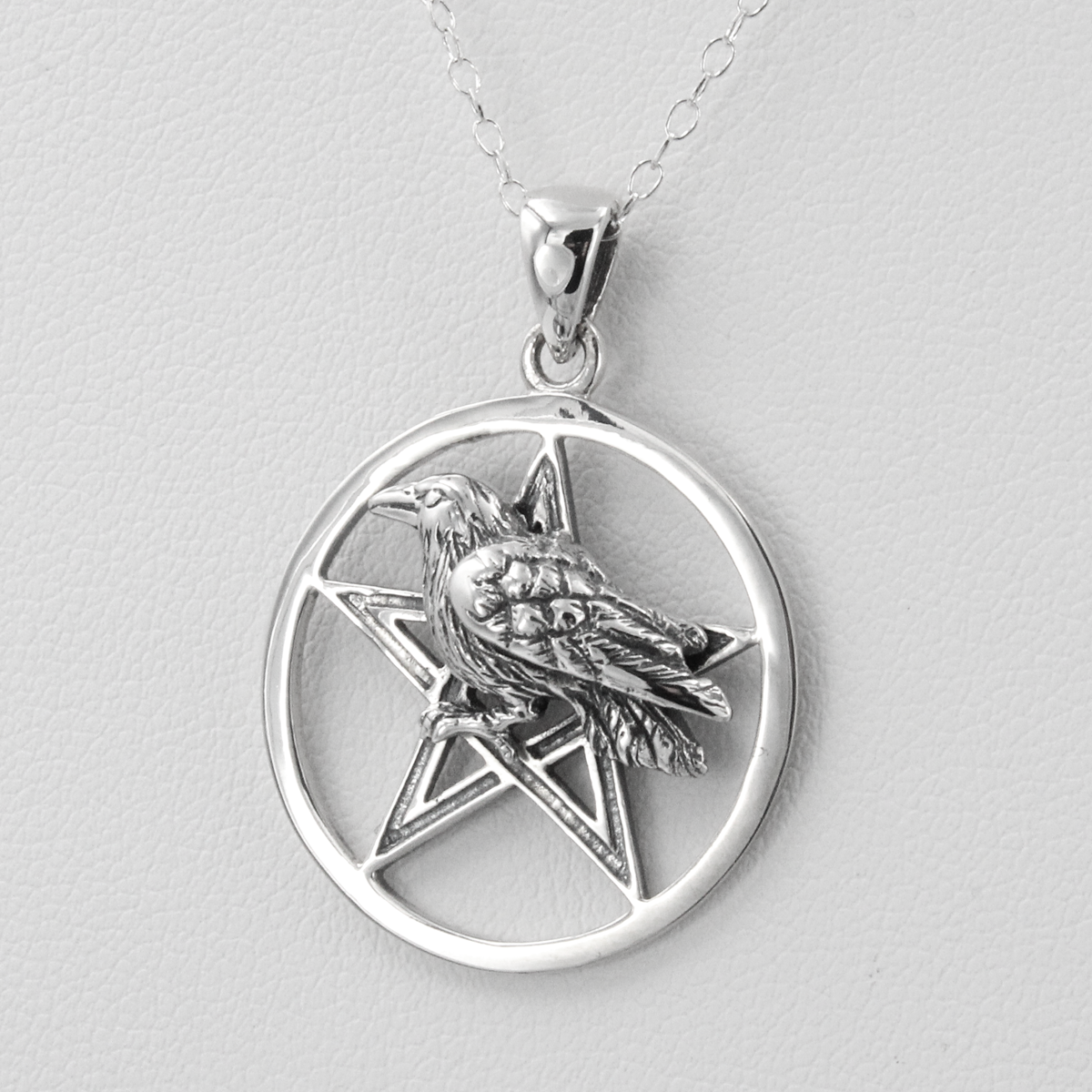 Silver Raven Pentacle Pendant