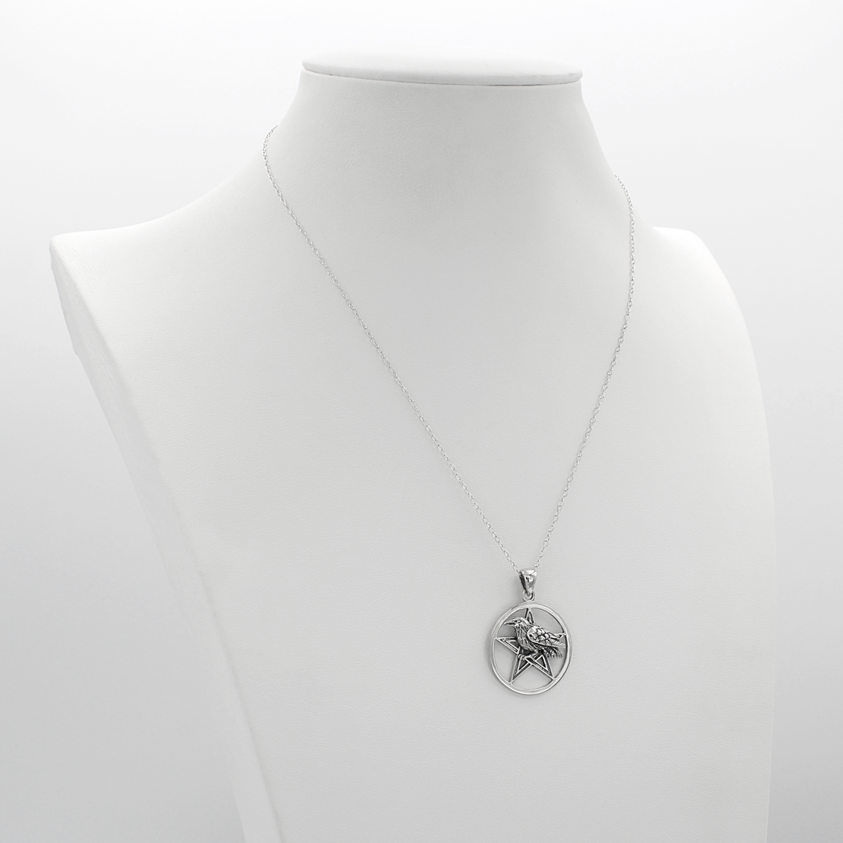 Silver Raven Pentacle Pendant