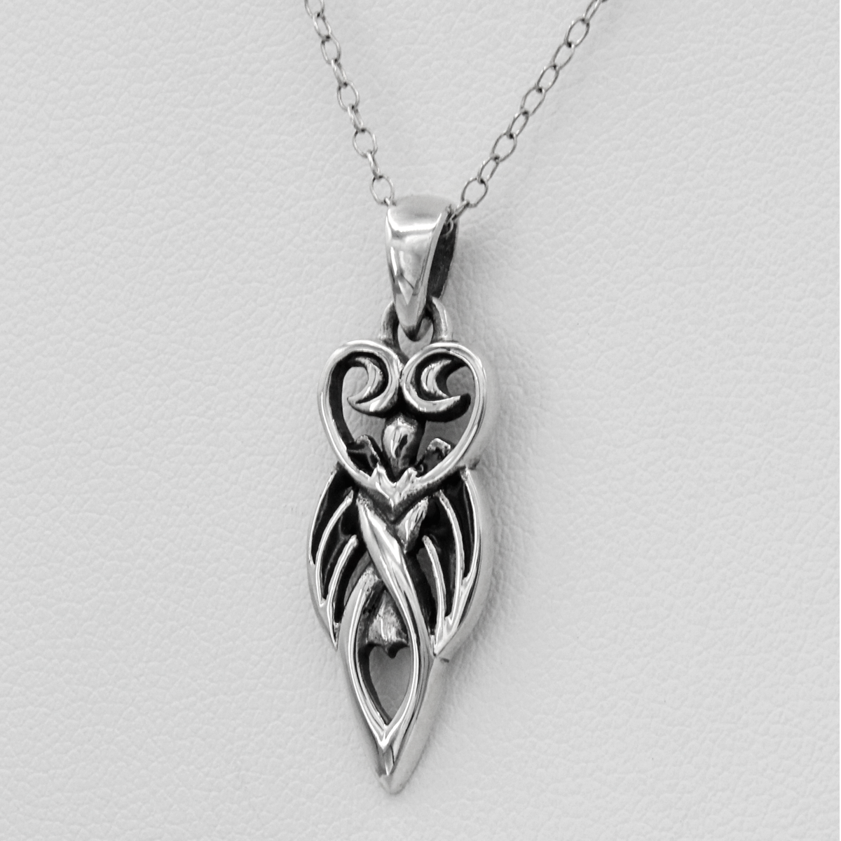 Sterling Silver Winged Moon Goddess Pendant Wicca Pagan Jewelry