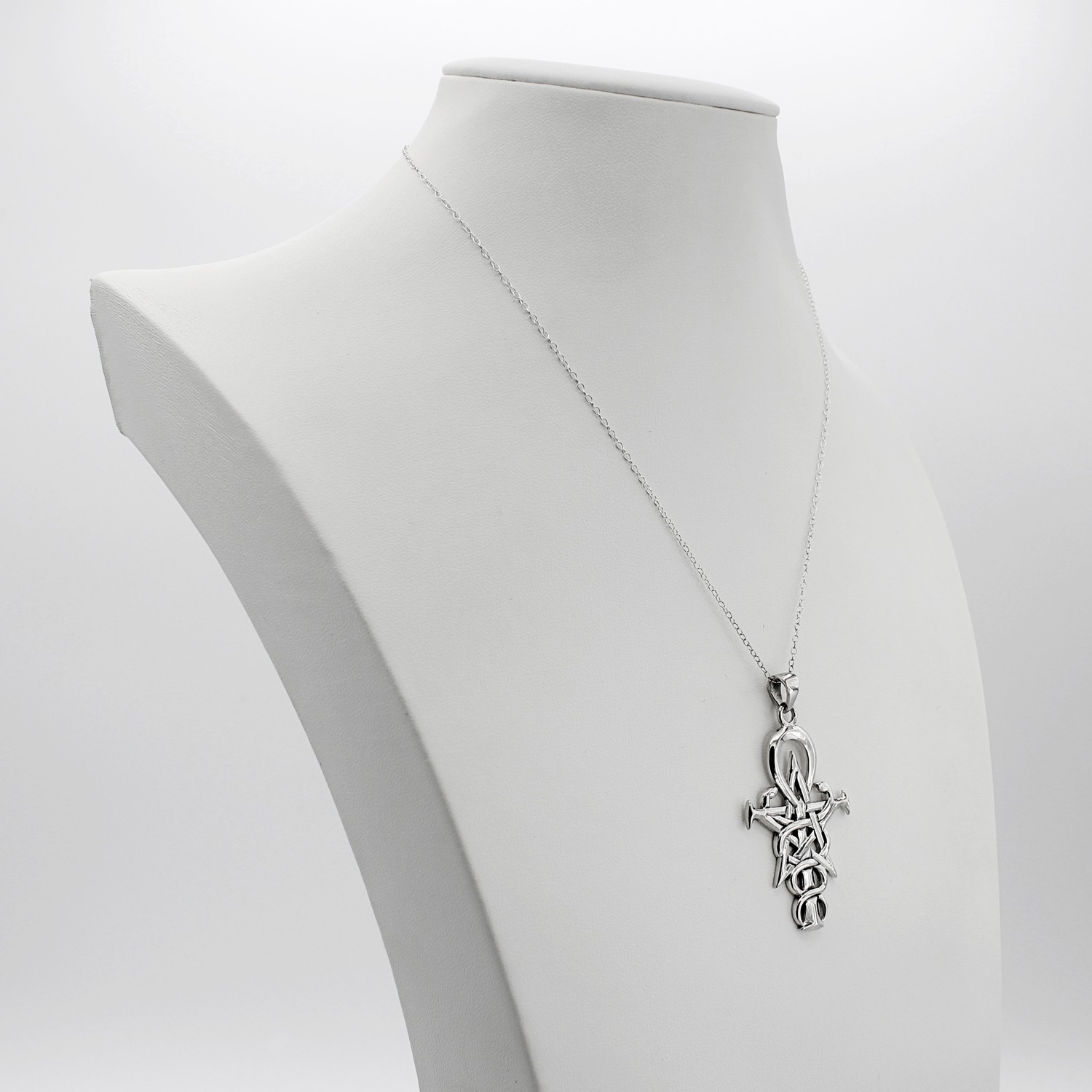 Magick jewelry silver ankh pentagram caduceus amulet necklace
