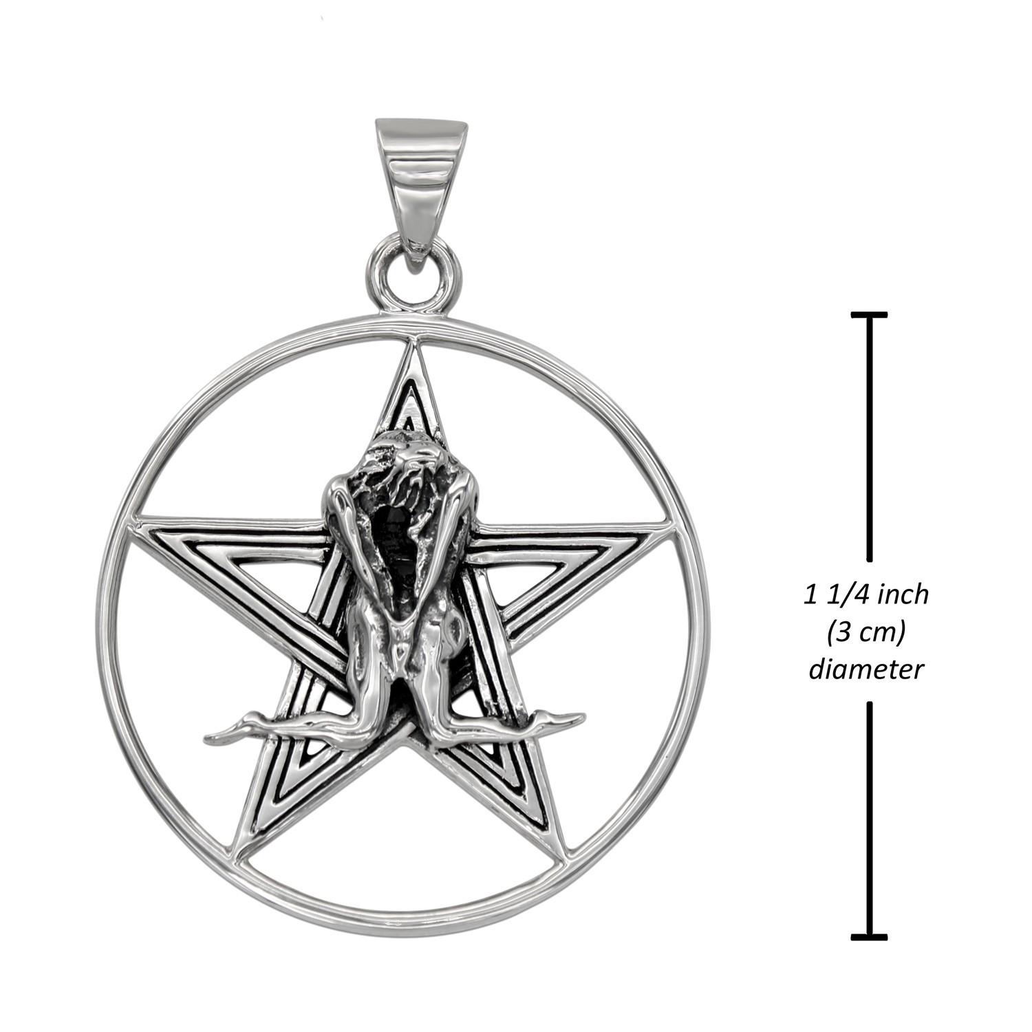 Lovers Pentacle Pendant Necklace Measurement 1.25 inches diameter (31 mm)