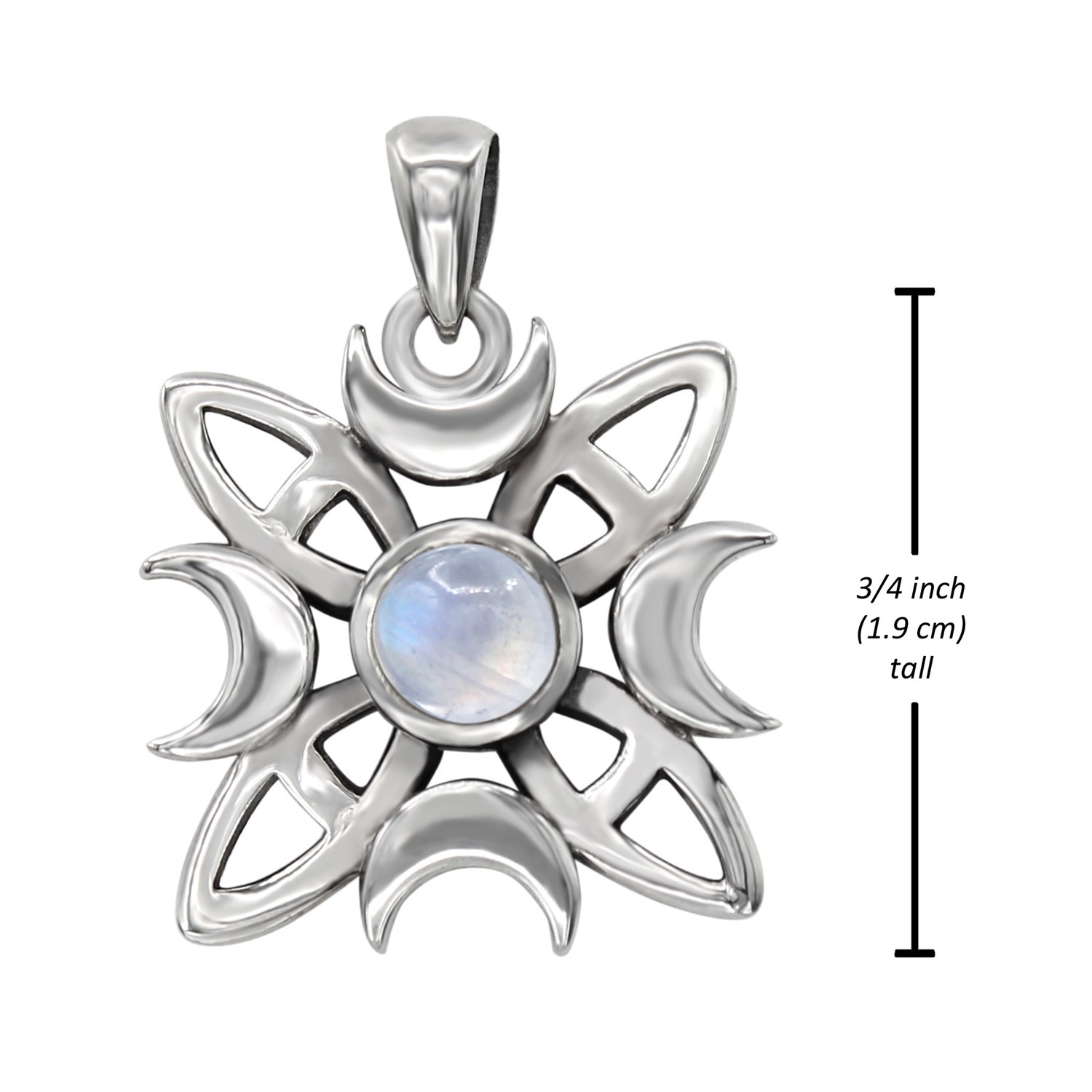 Witches Knot Pendant with Moonstone Gemstone Measurement 0.75 inches (19 mm) tall