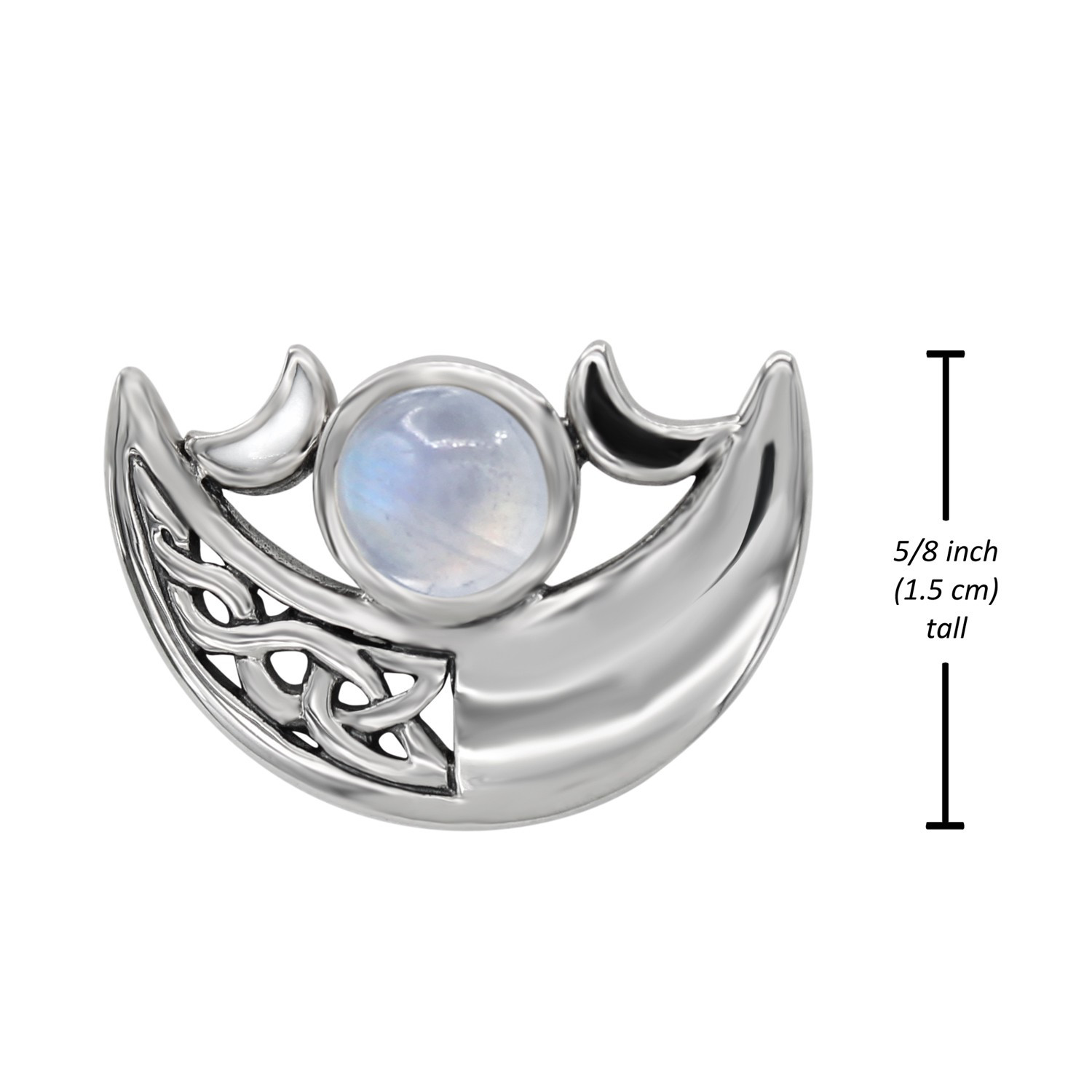 Silver Celtic Knot Triple Moon Phase Moonstone Pendant