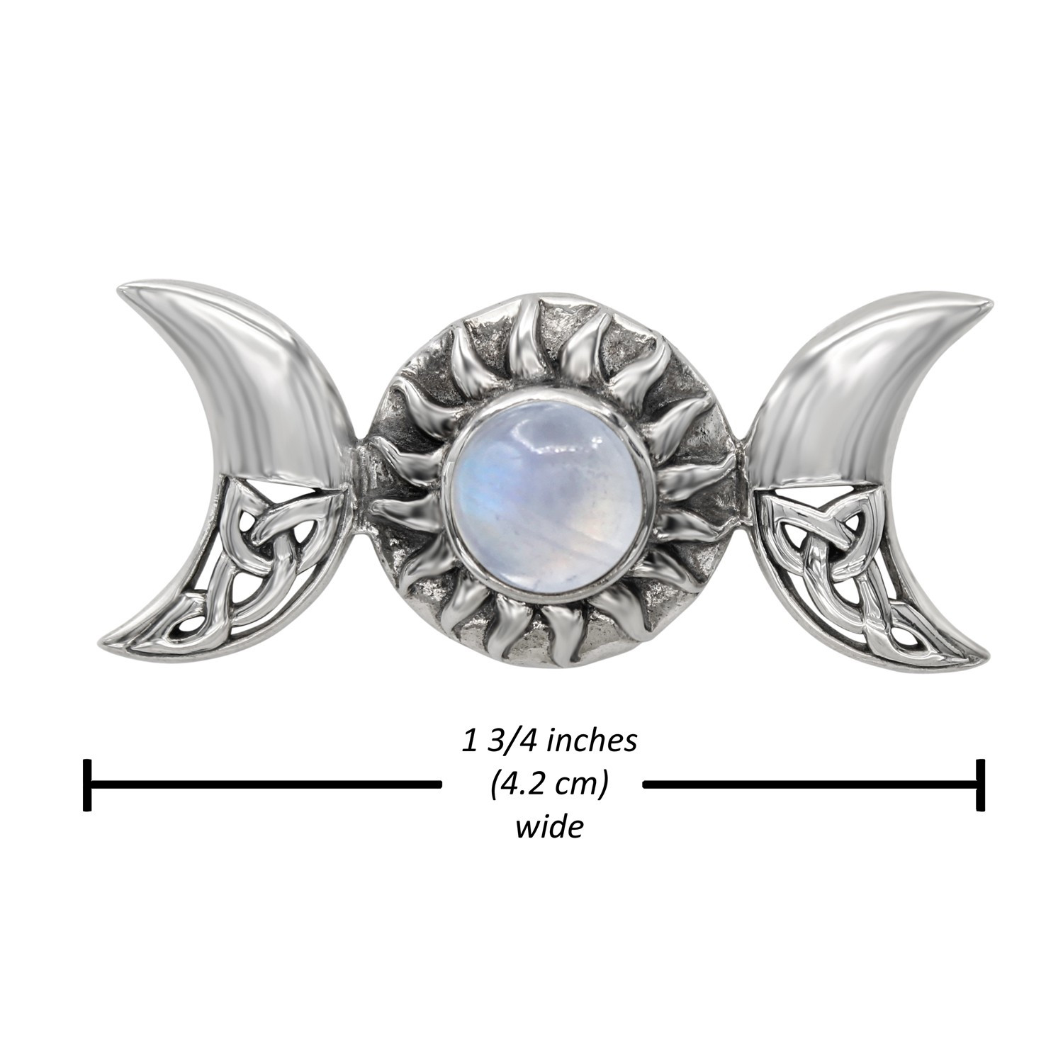 Celestial Sun and Moon Pendant Necklace Measurement 1.75 inches (44 mm) across