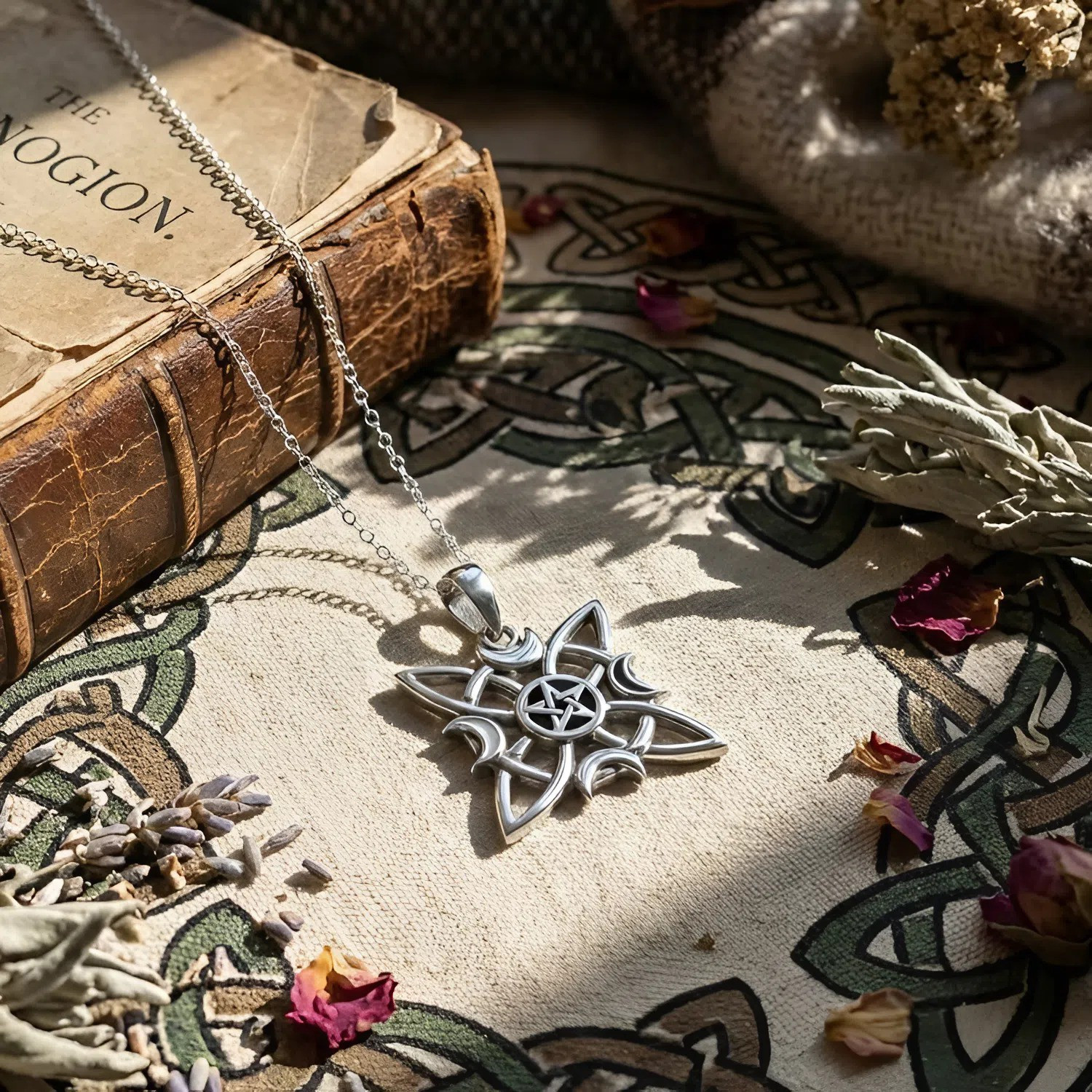 Witch Jewelry Silver Witches Knot Pentacle Protection Amulet