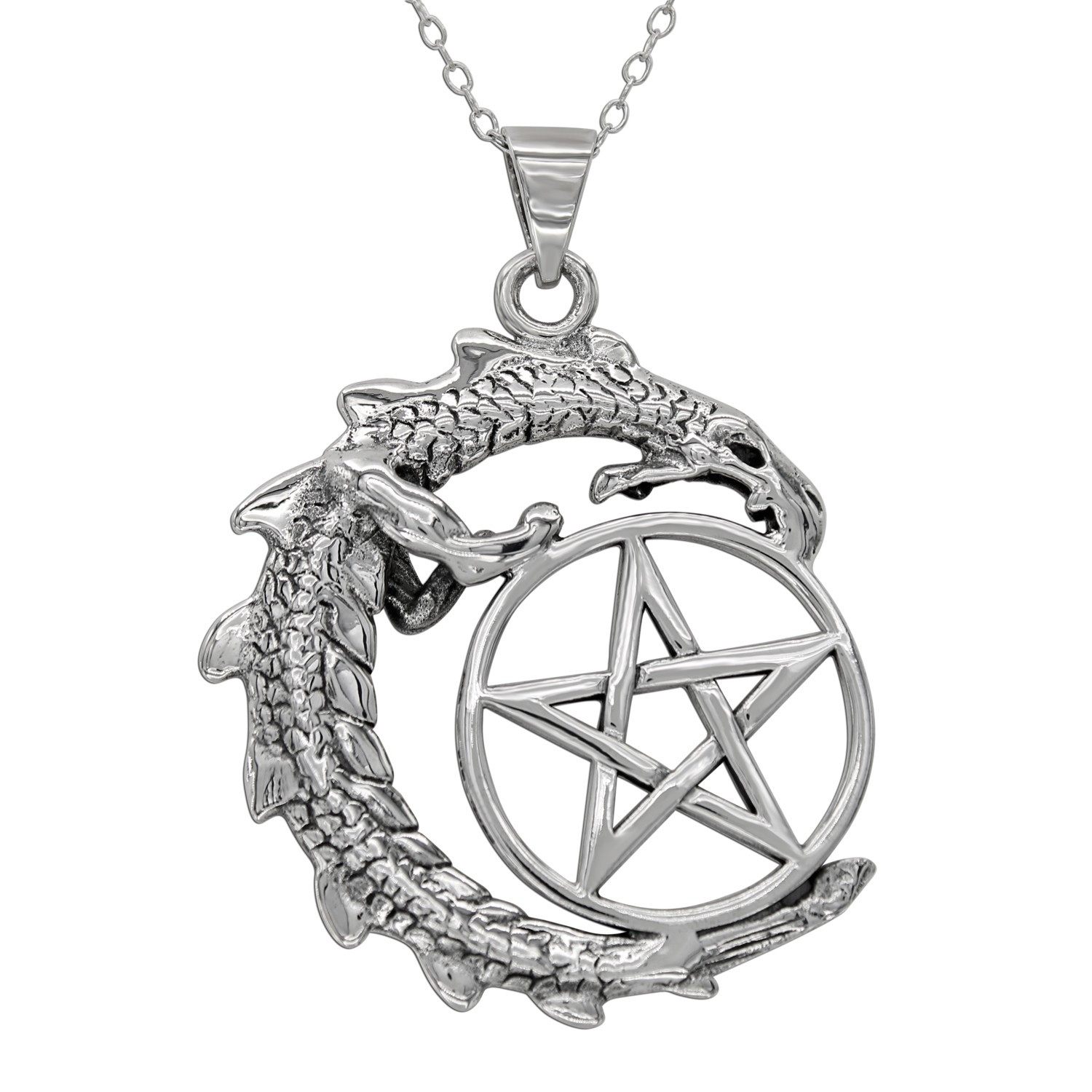 服/ファッション DD: Dragon Pentacle Pendant with RM Sterling Silver Dragon Pentacle Pentagram Pendant Rainbow Moonstone