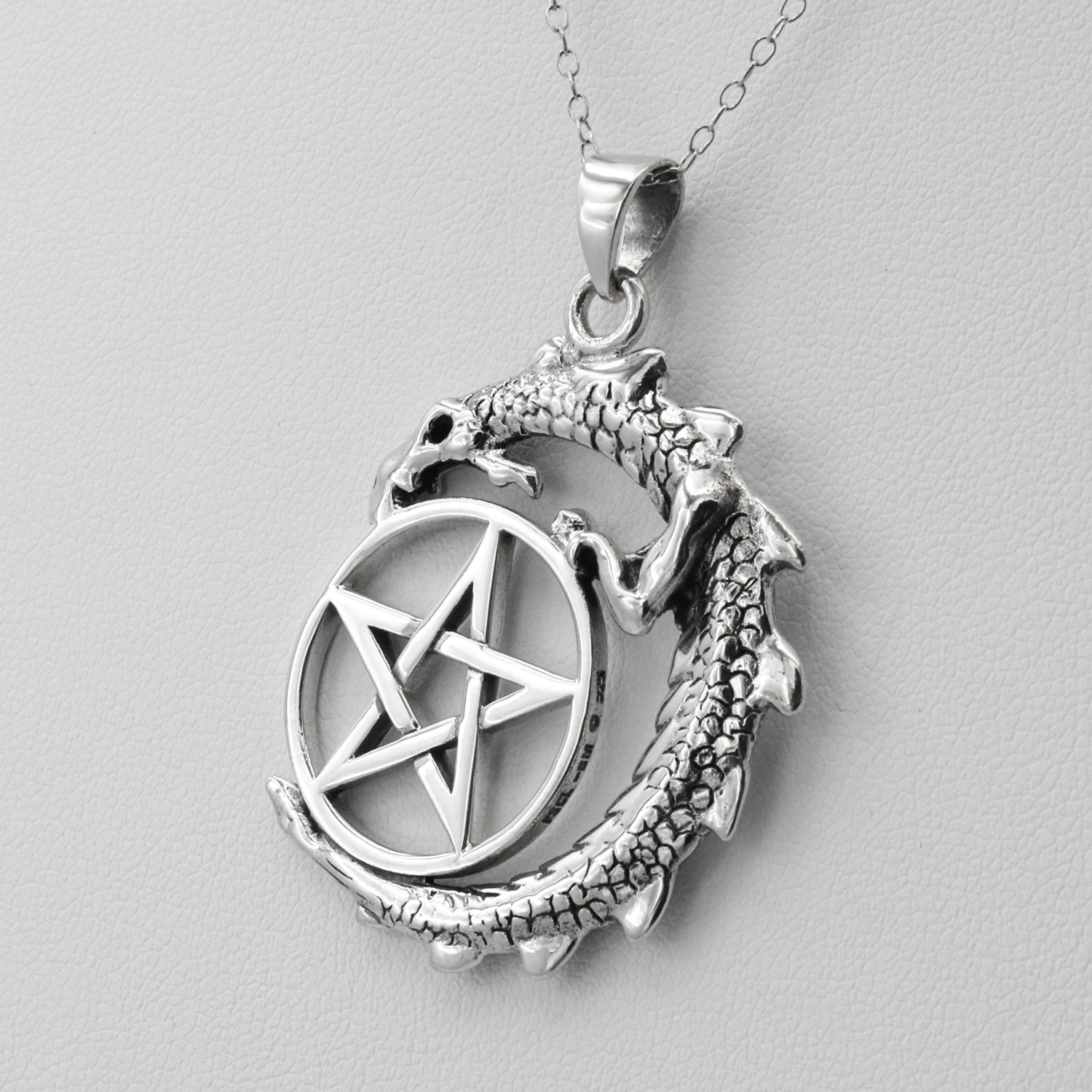 服/ファッション DD: Dragon Pentacle Pendant with RM Sterling Silver Dragon Pentacle Pentagram Pendant Rainbow Moonstone