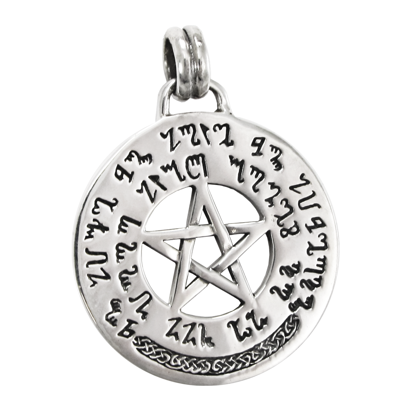 Sterling Silver Luck Spell Pentacle Theban Pendant Wiccan Witchcraft Jewelry