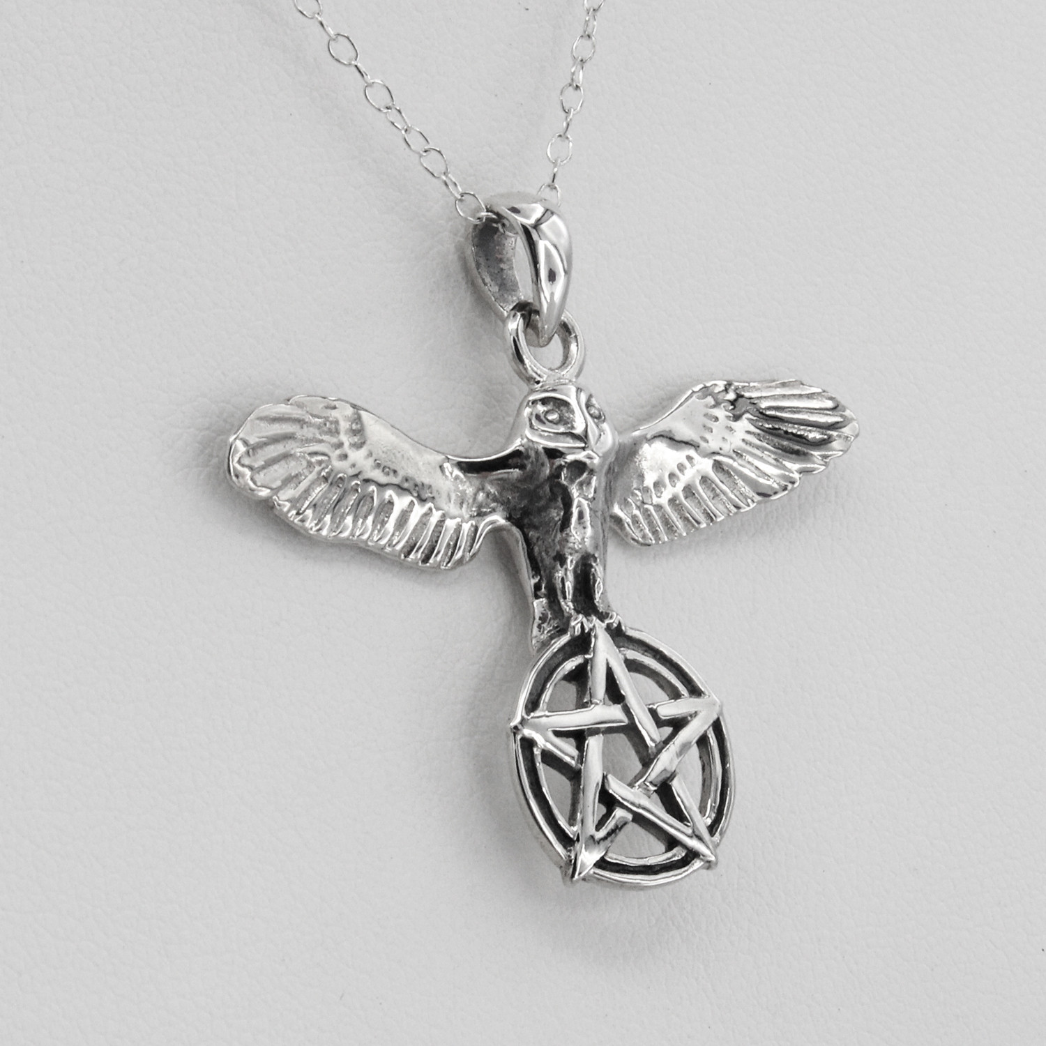 Sterling Silver Owl Pentacle of Wisdom Pendant Wiccan Pagan Jewelry Sterling Silver Owl Pentacle of Wisdom Pendant Wiccan Pagan Jewelry
