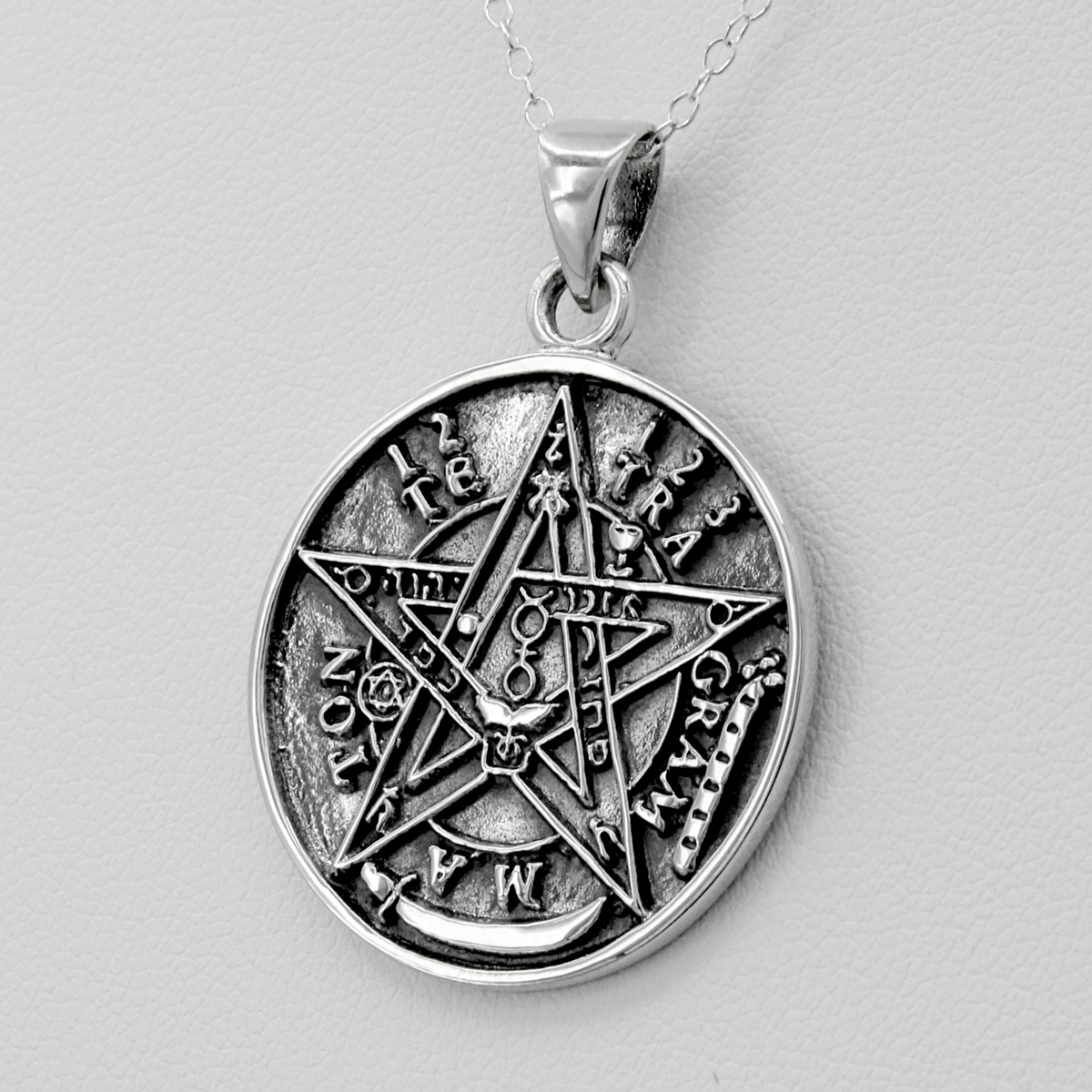 Sterling Silver Tetragrammaton Pentagram Pentacle Pendant,  tetagramaton Necklace, esoteric and occult jewelry.