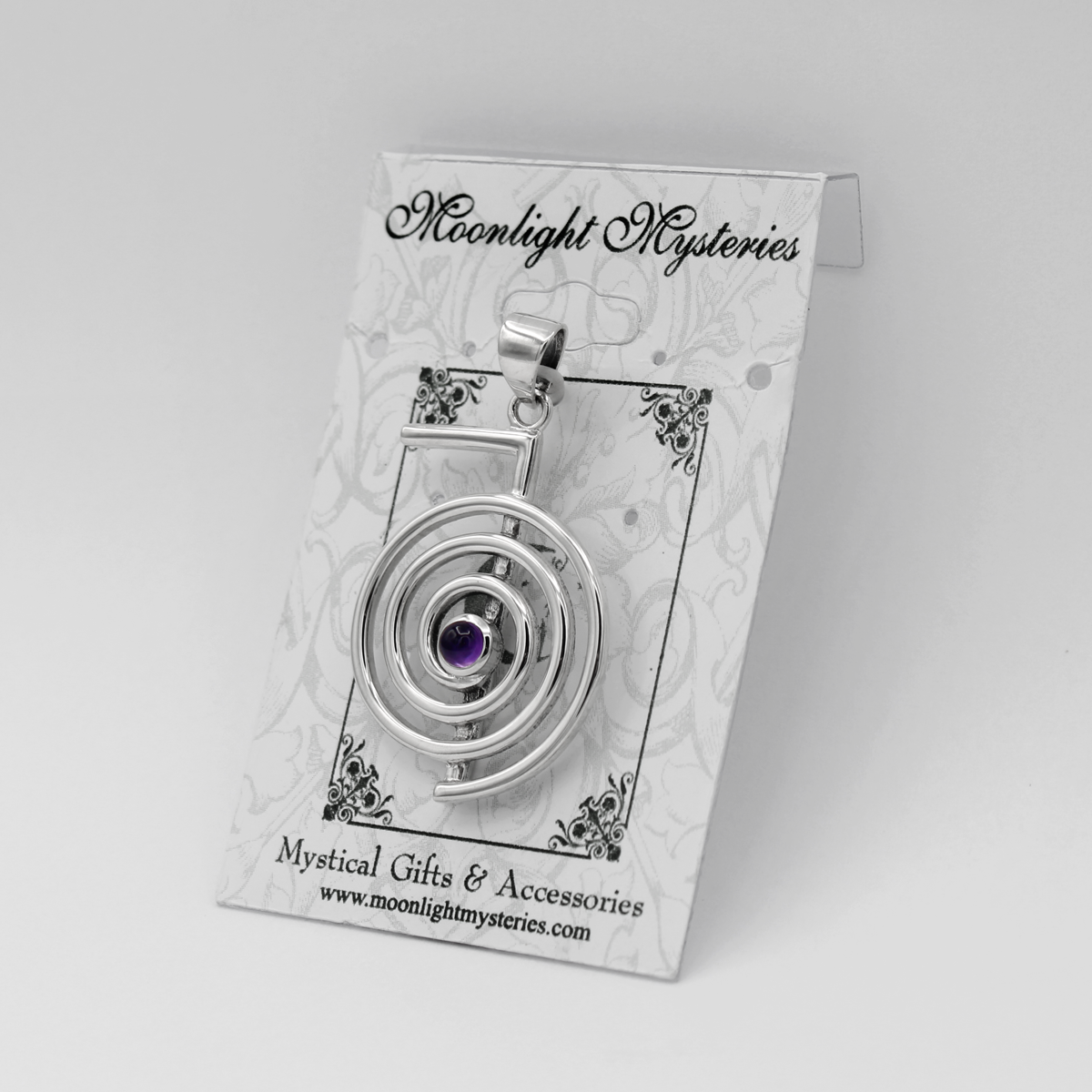 Sterling Silver Cho Ku Rei Amethyst Reiki Pendant