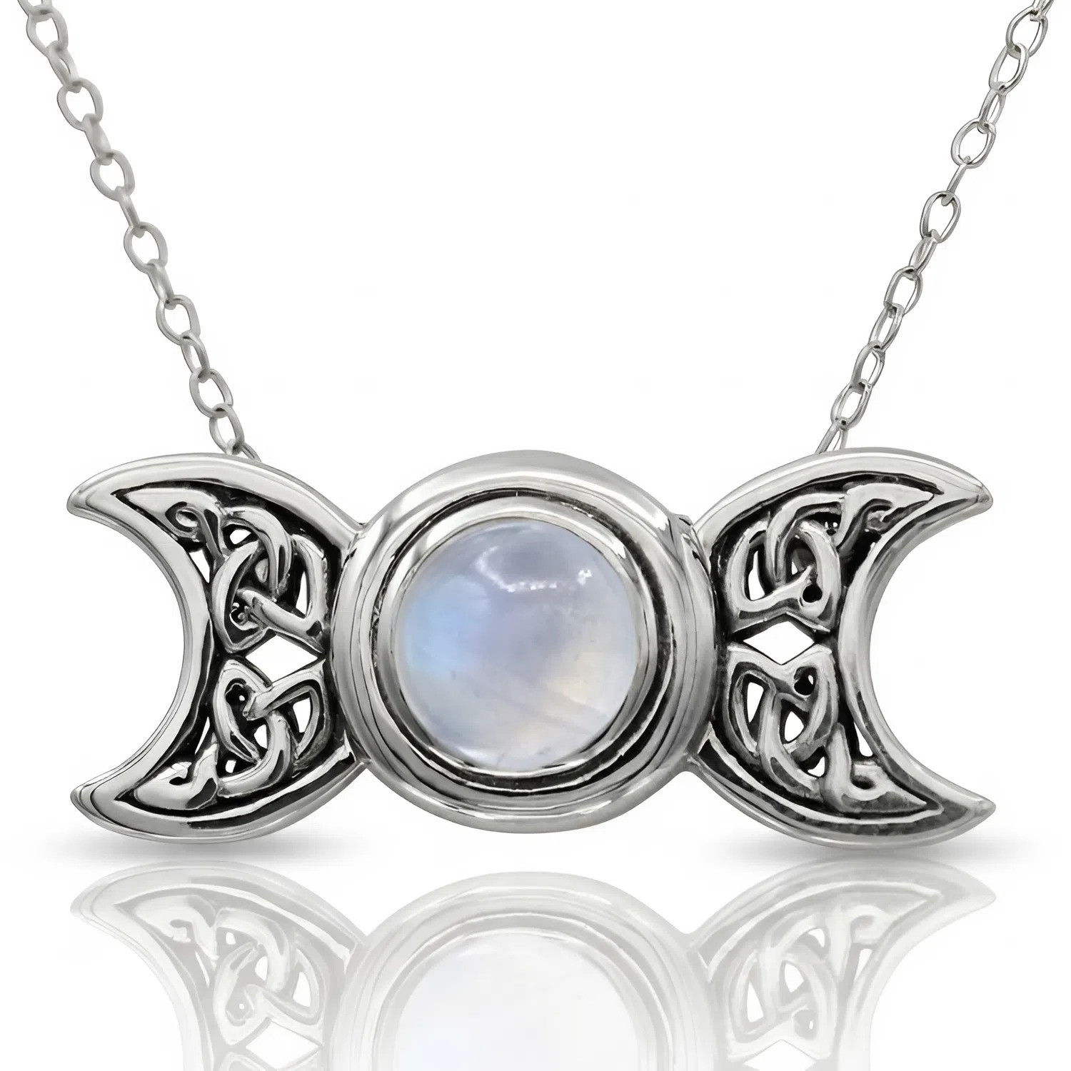 Pagan & Wiccan Necklace | Triple Goddess | Crescent Moon Phase Jewelry